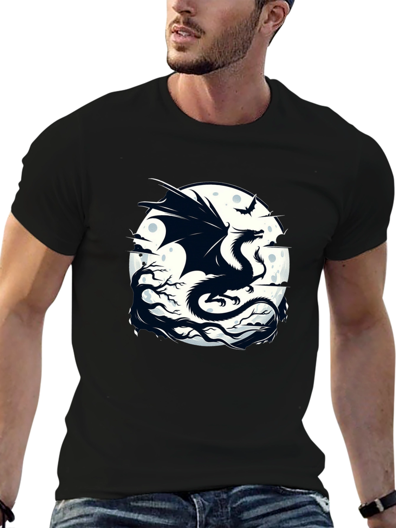 Black Dragon Moon Graphic Tee - Black view 6