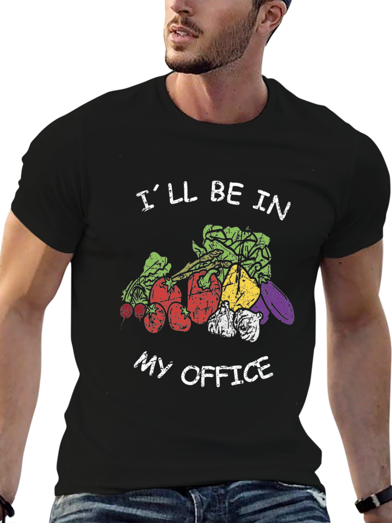 Black Vegetable Garden T-Shirt - "I'll Be In My Office" view 6