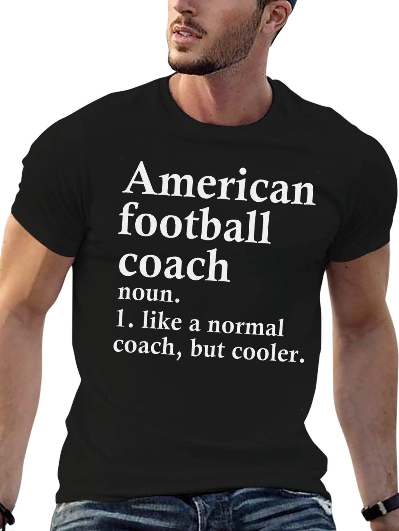 Black American Football Coach Definition T-Shirt view 6
