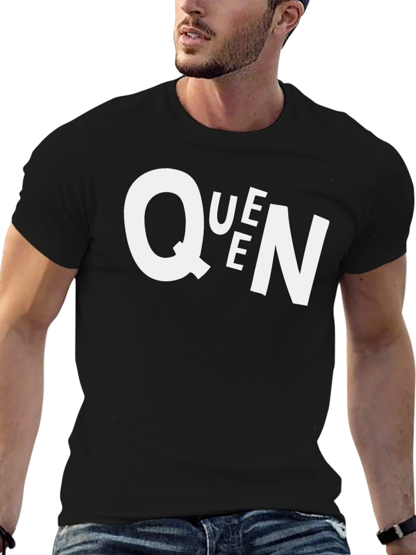 Black Queen Graphic Black T-Shirt - Men's Casual Tee view 6