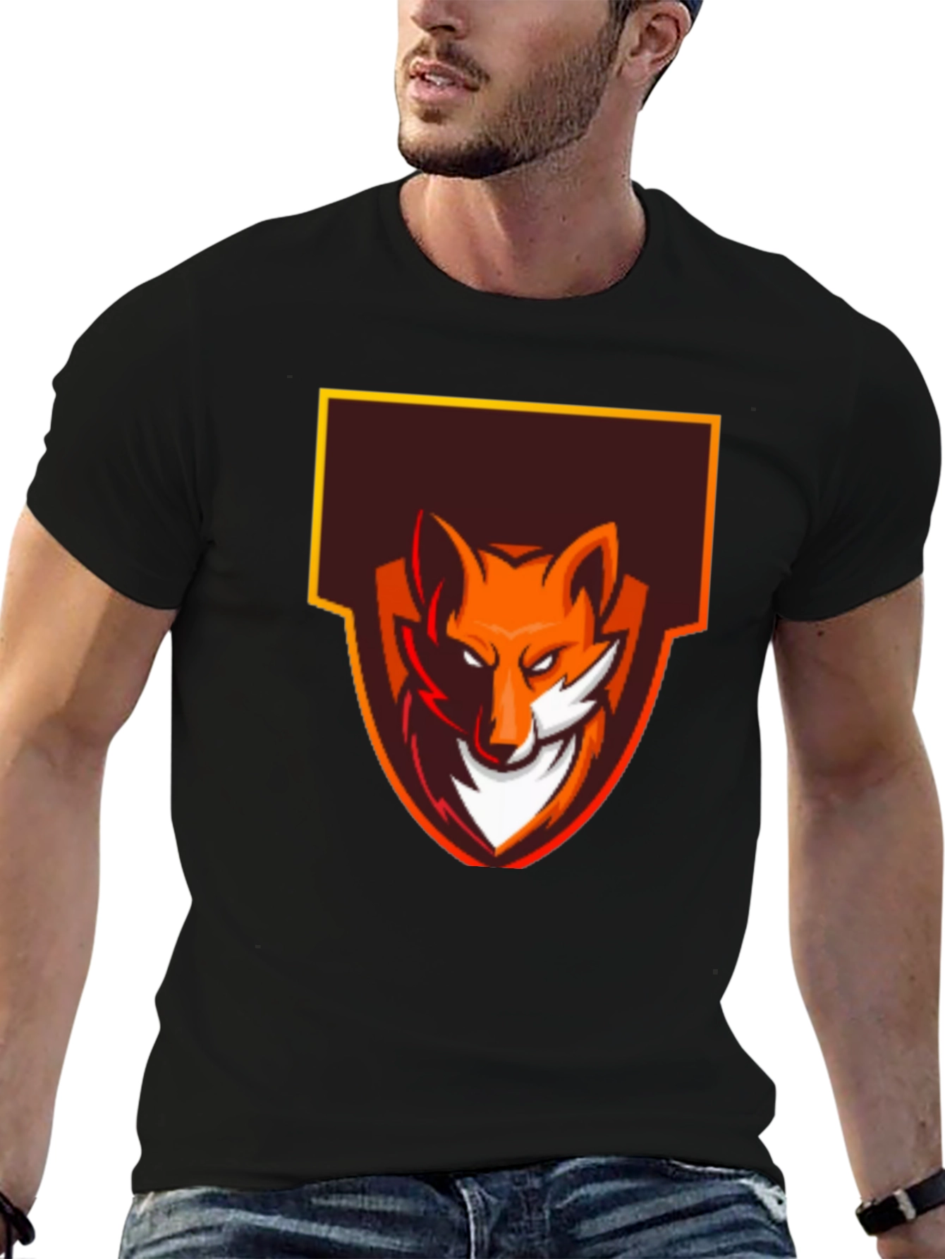 Black Fox Logo Graphic Tee - Black Cotton Blend view 6