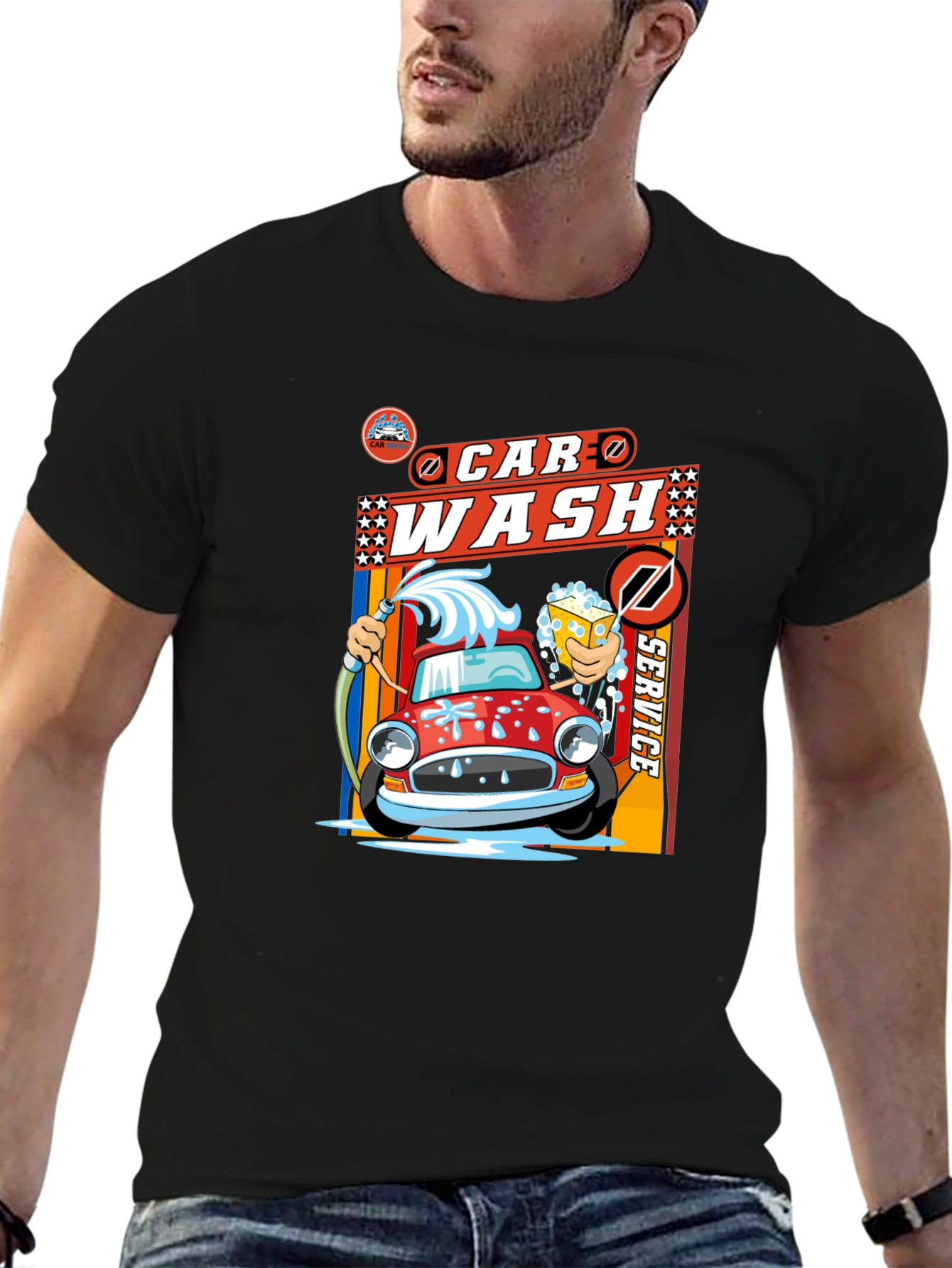 Black Car Wash Service Graphic Tee - Soft Cotton Blend view 6