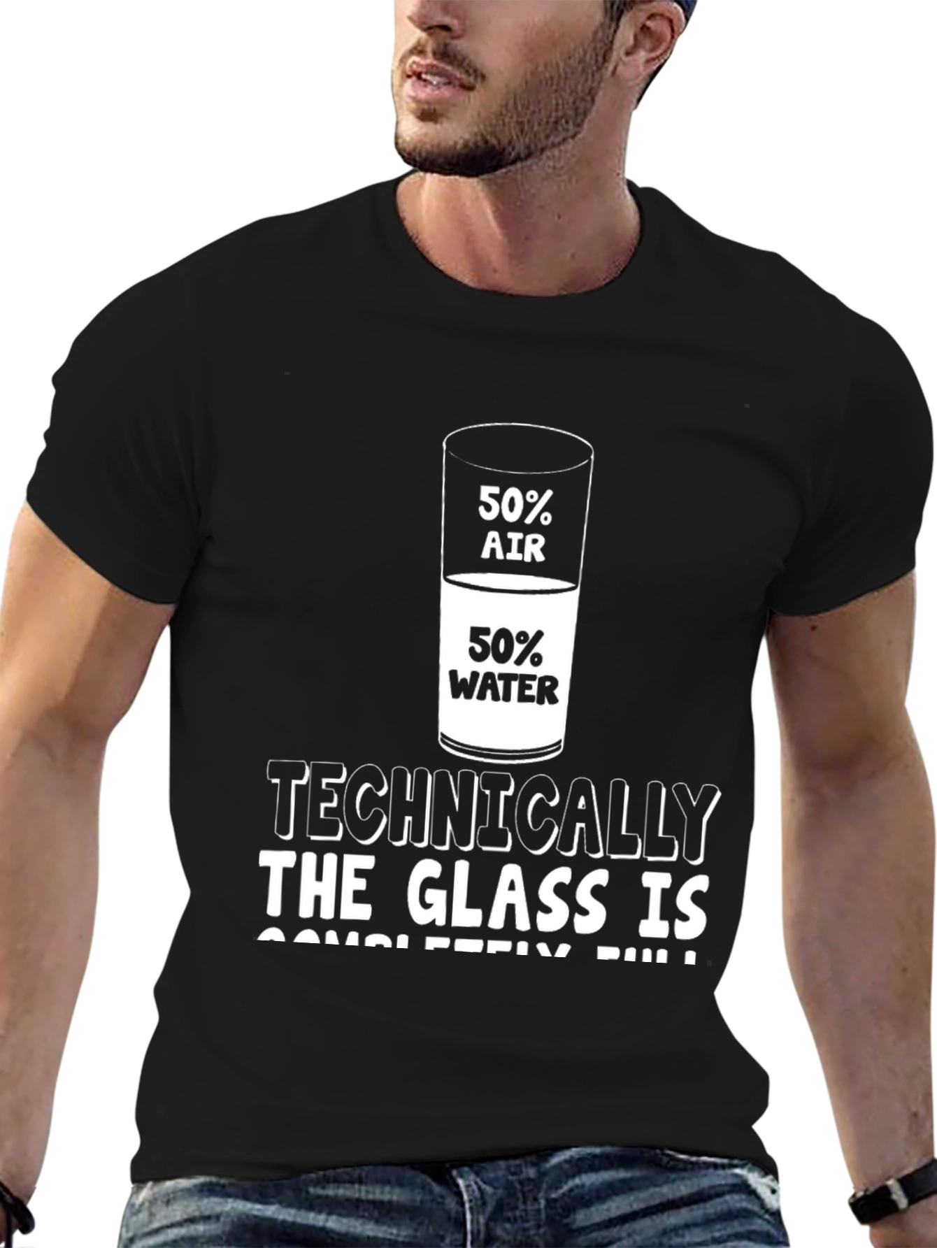 Black Technically Full Glass T-Shirt - Humor & Science view 6
