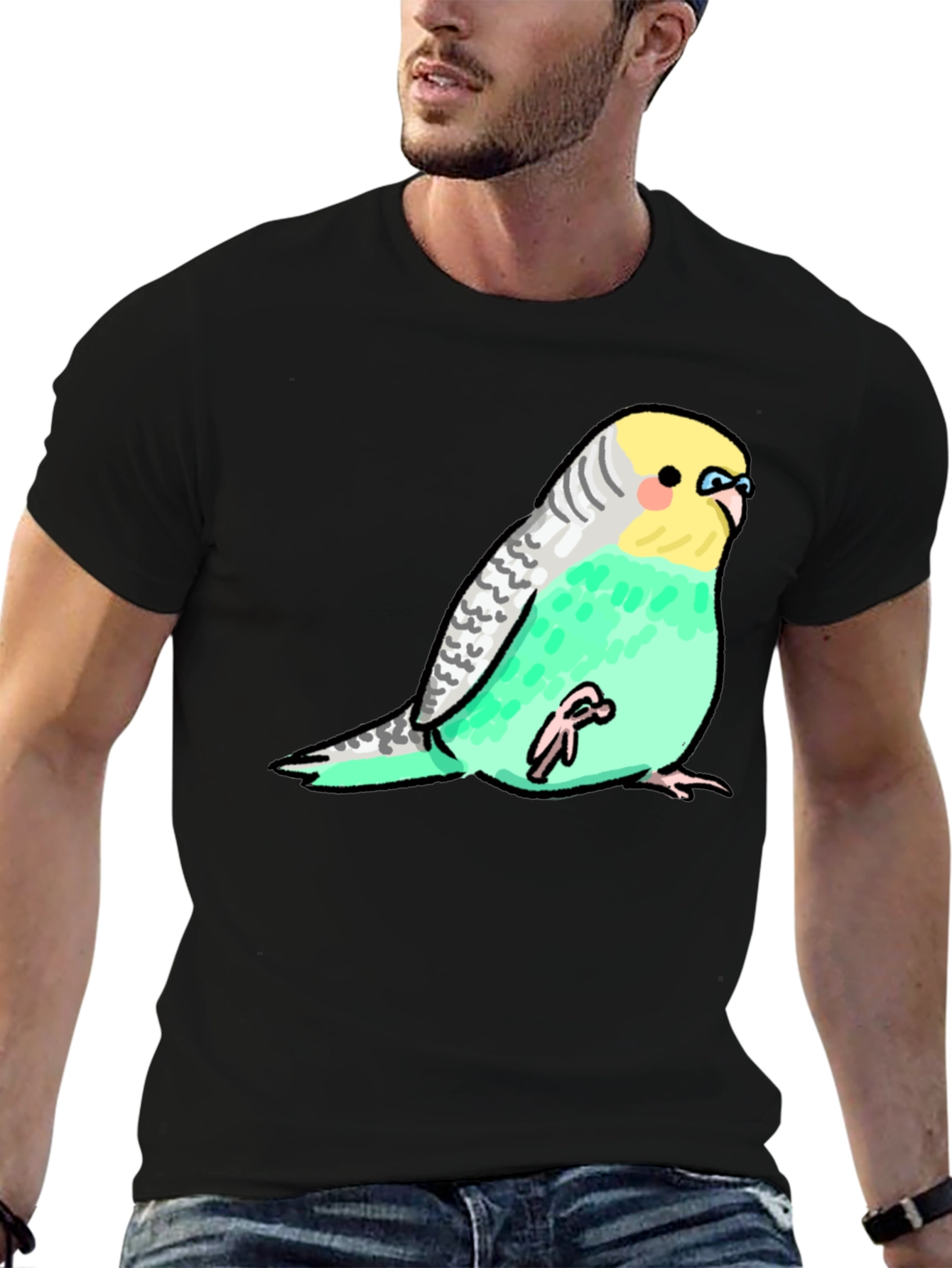 Black Budgie Bird Graphic Tee - Unique Unisex Design view 6