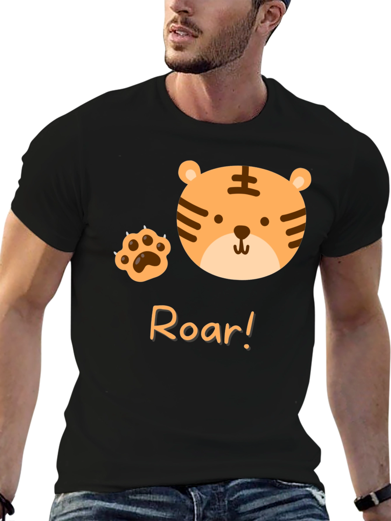 Black Roar Tiger Graphic Tee - Cute Black T-Shirt view 6