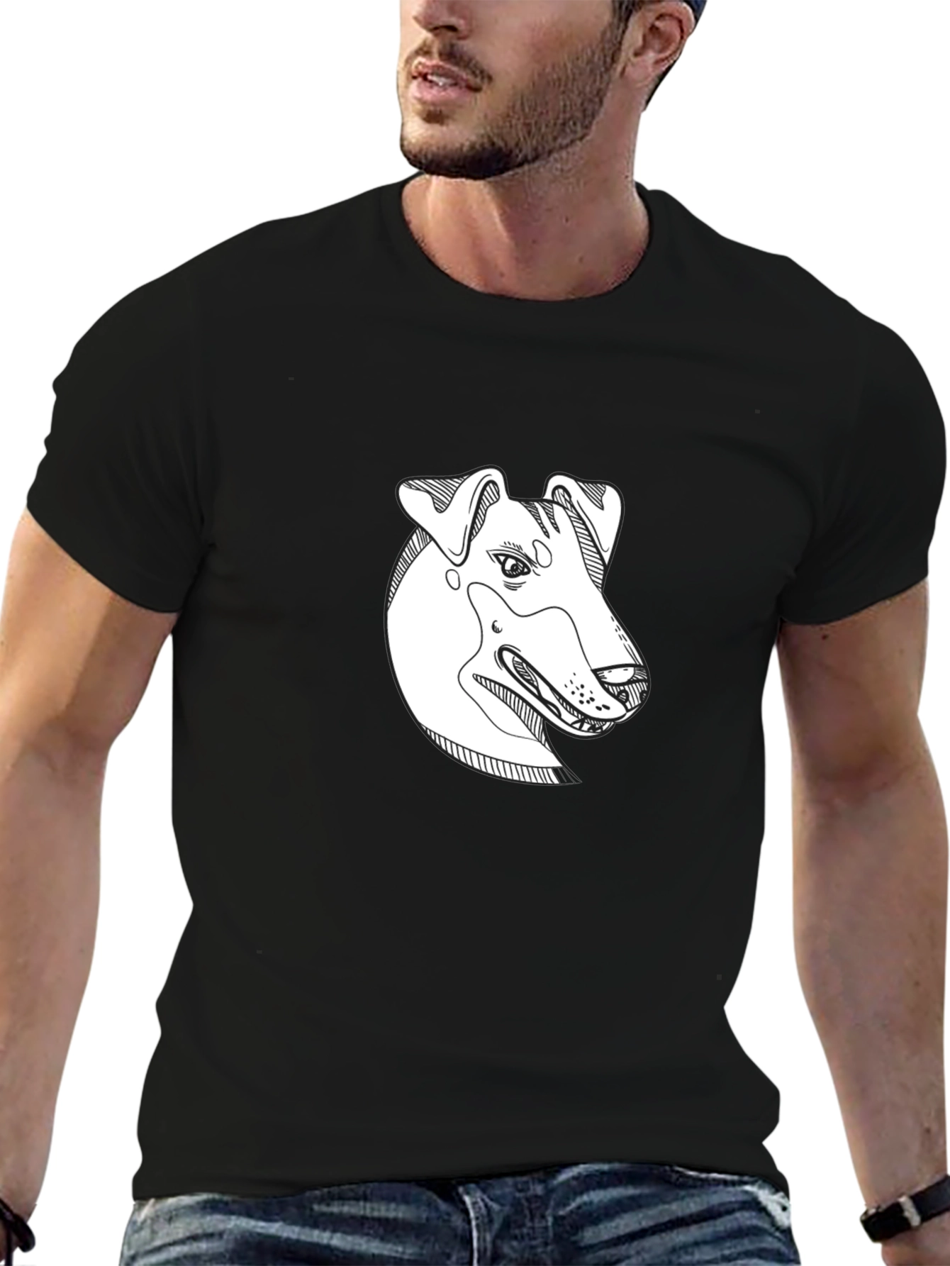 Dog Sketch Black T-Shirt - 6