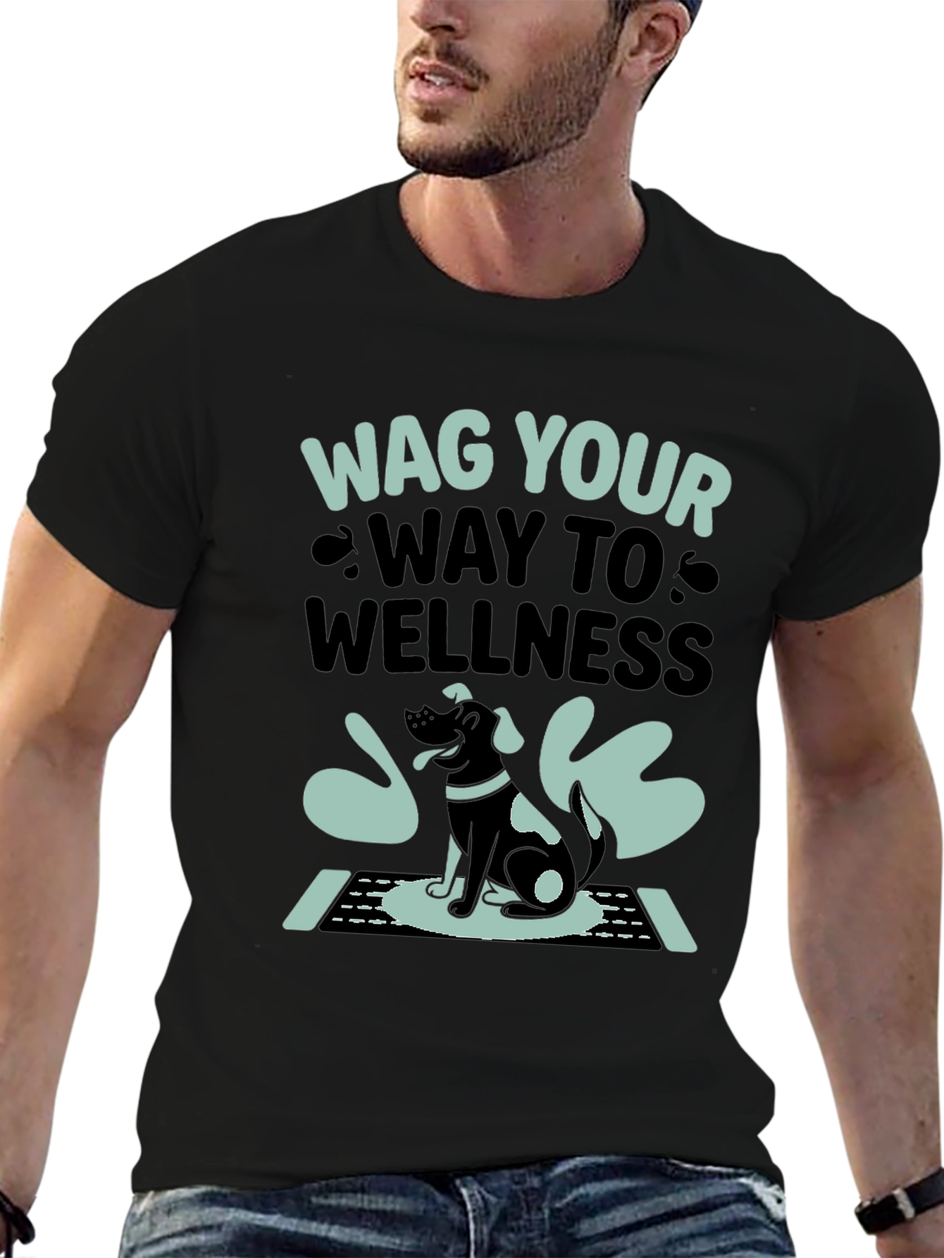Black Wag Your Way to Wellness T-Shirt - Black view 6