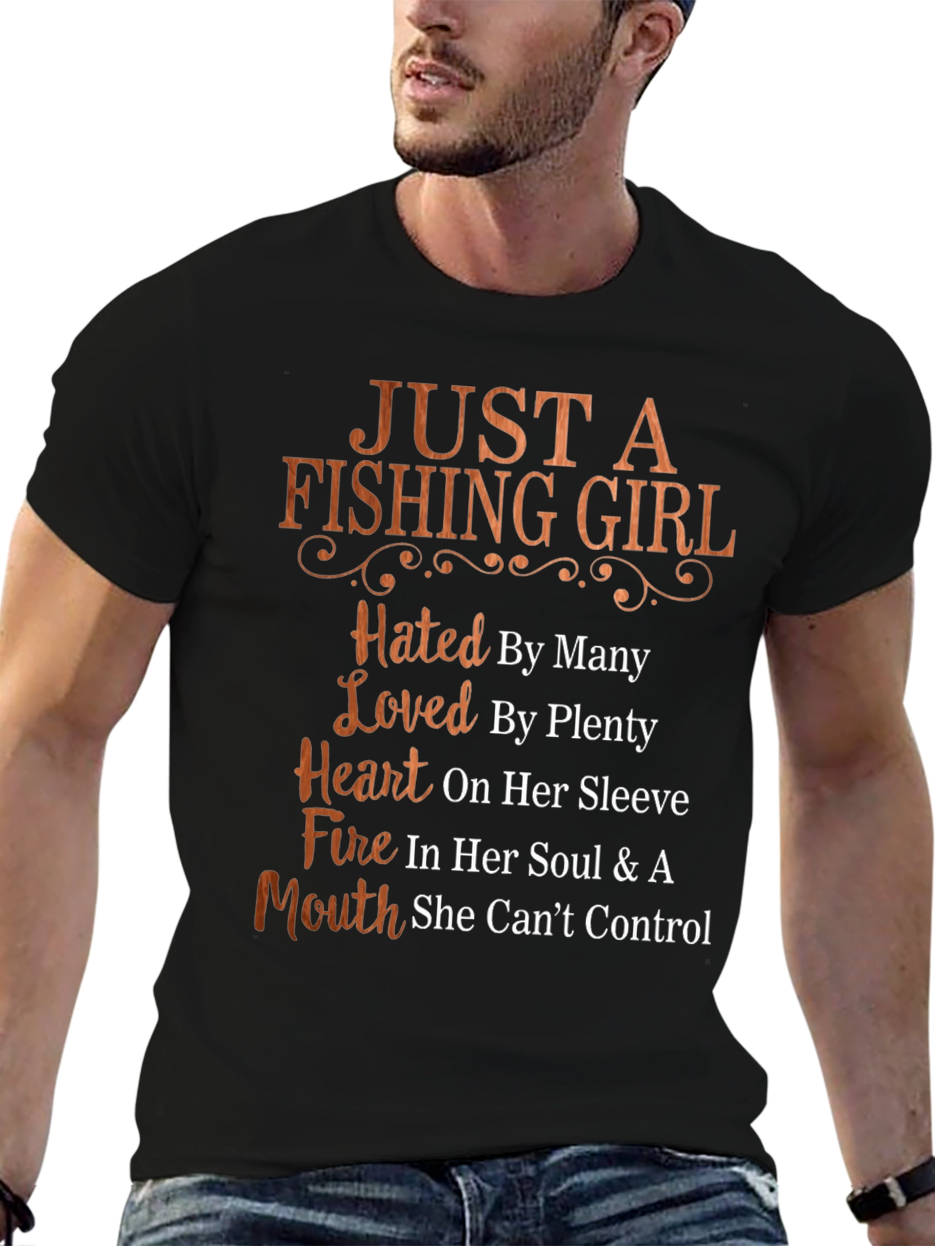 Black Fishing Girl T-Shirt - Hated by Many, Loved by Plenty view 6