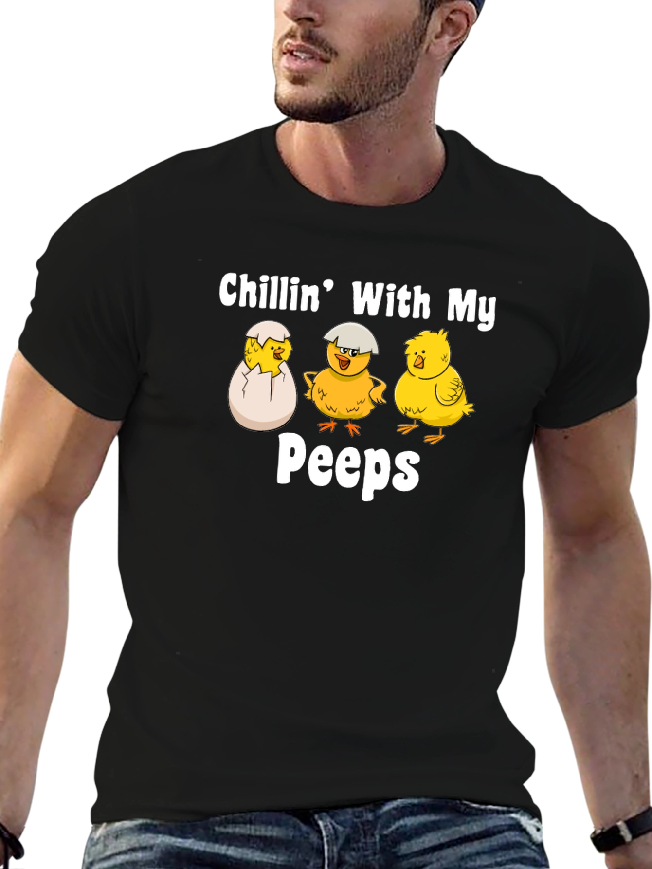 Black Chillin' With My Peeps Graphic Tee view 6