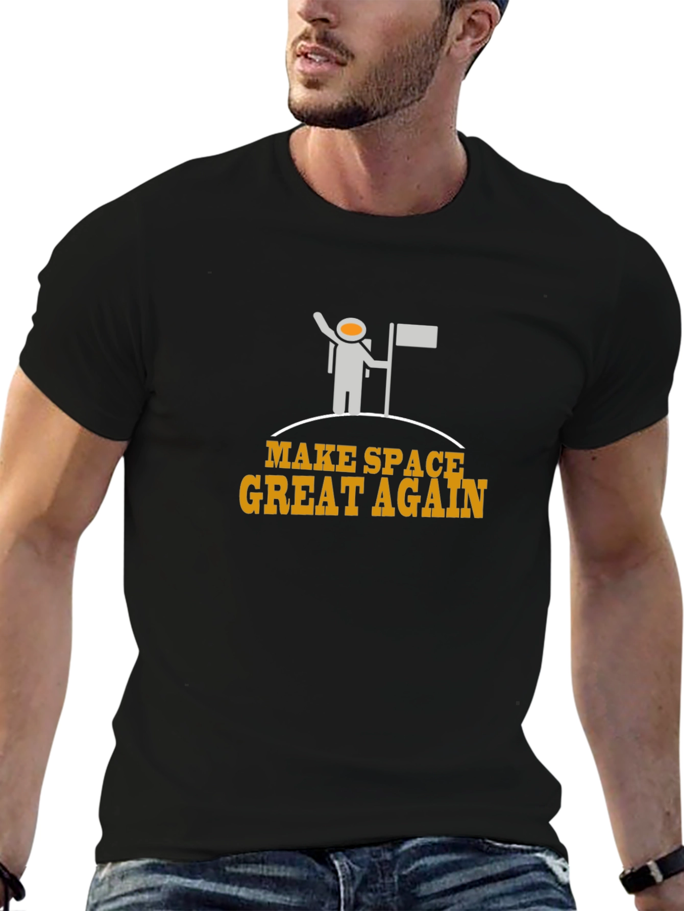 Black Make Space Great Again Black T-Shirt view 6