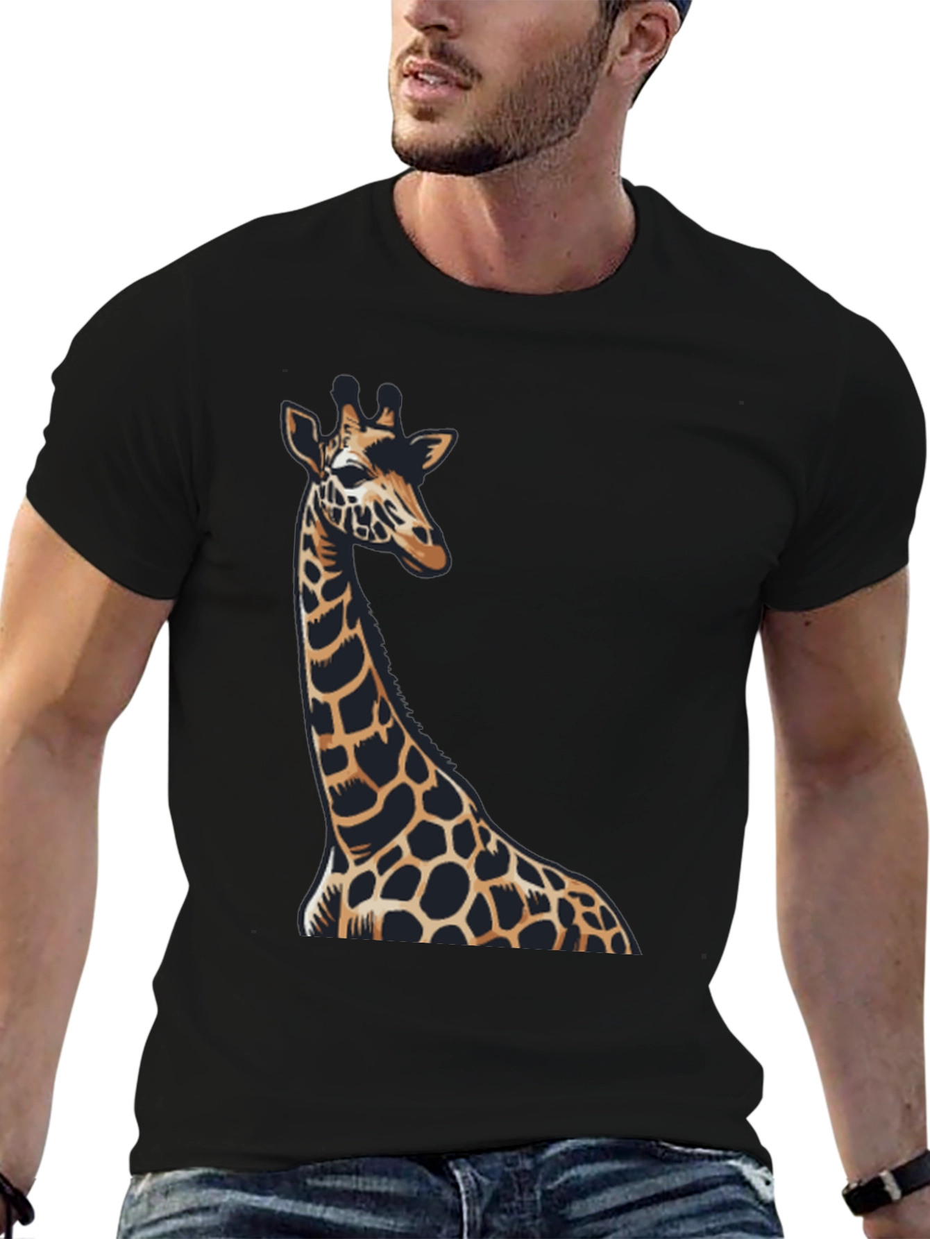 Black Giraffe Graphic Black T-Shirt view 6