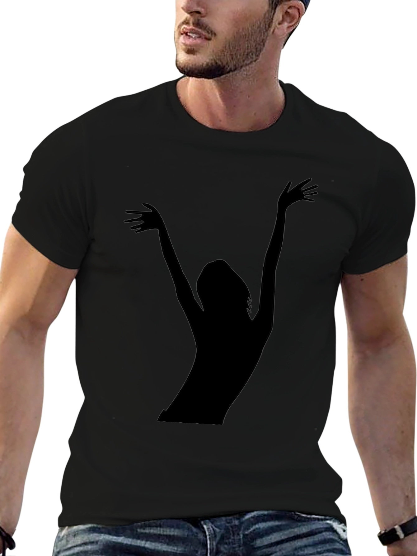 Black Silhouette Graphic Tee - Black Unisex T-Shirt view 6