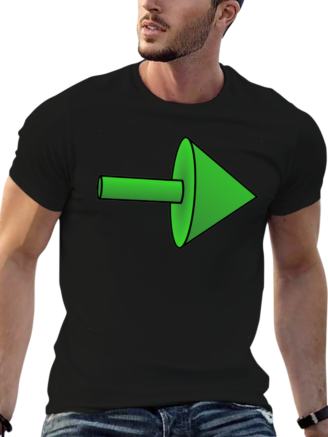 Black Green Arrow Graphic Black Tee view 6
