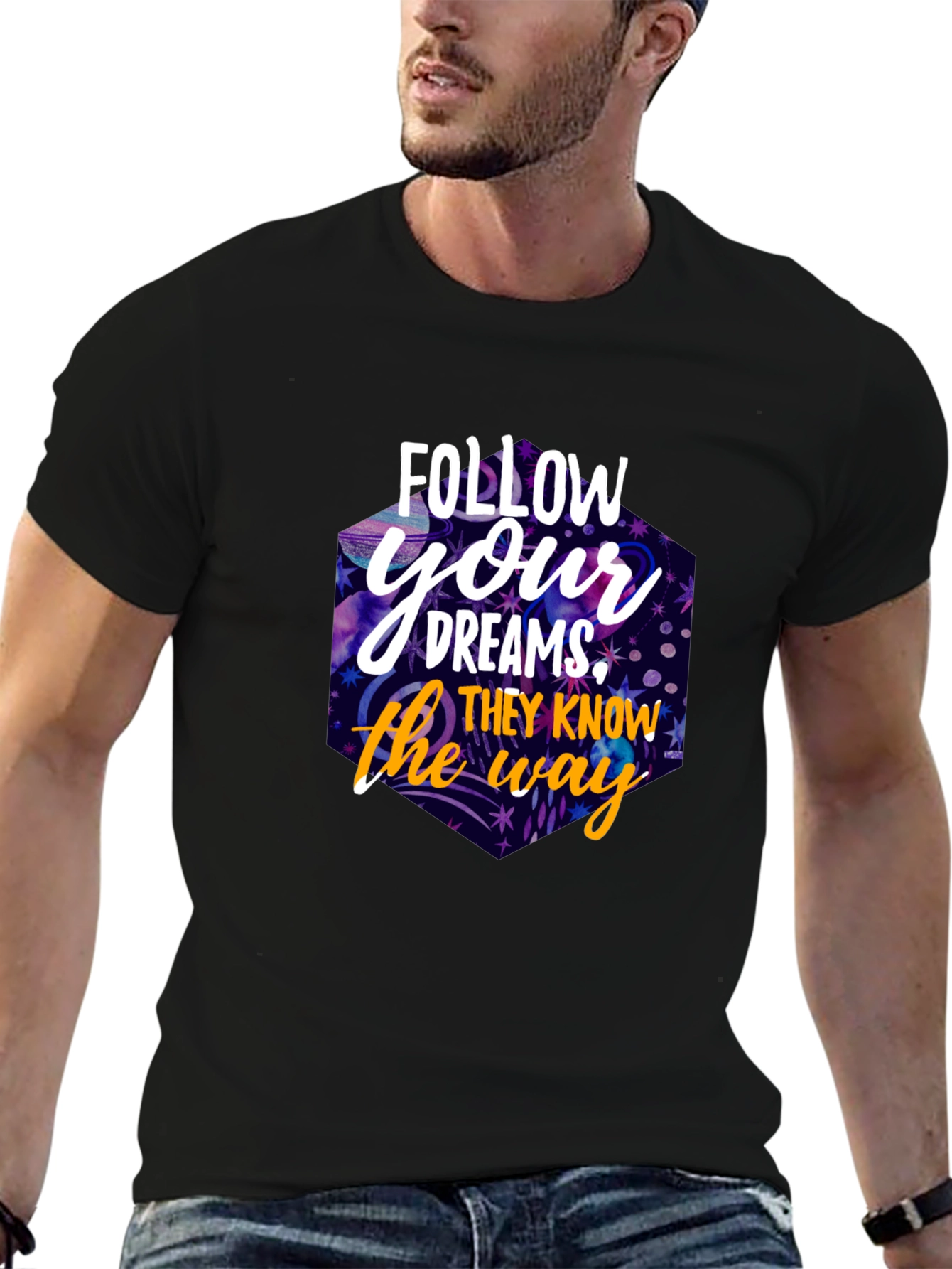 Black Follow Your Dreams Graphic T-Shirt view 6