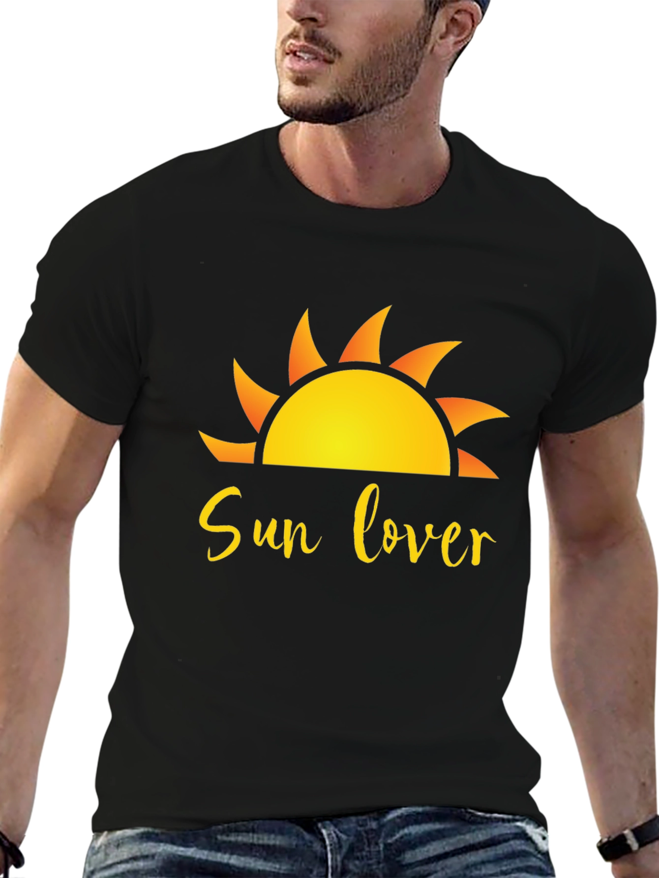 Black Sun Lover Graphic Black T-Shirt view 6