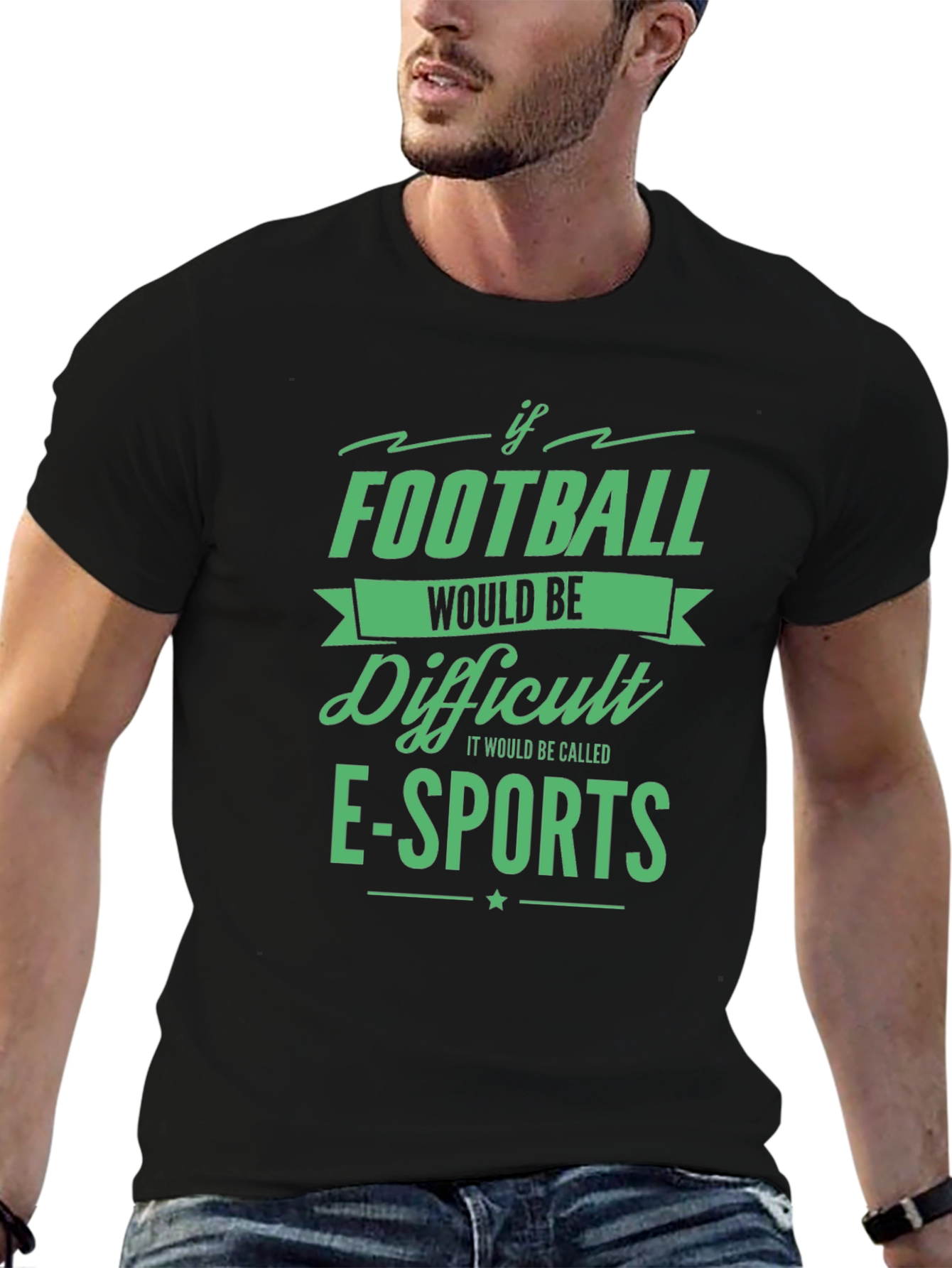 Black Football vs Esports Black Graphic Tee view 6