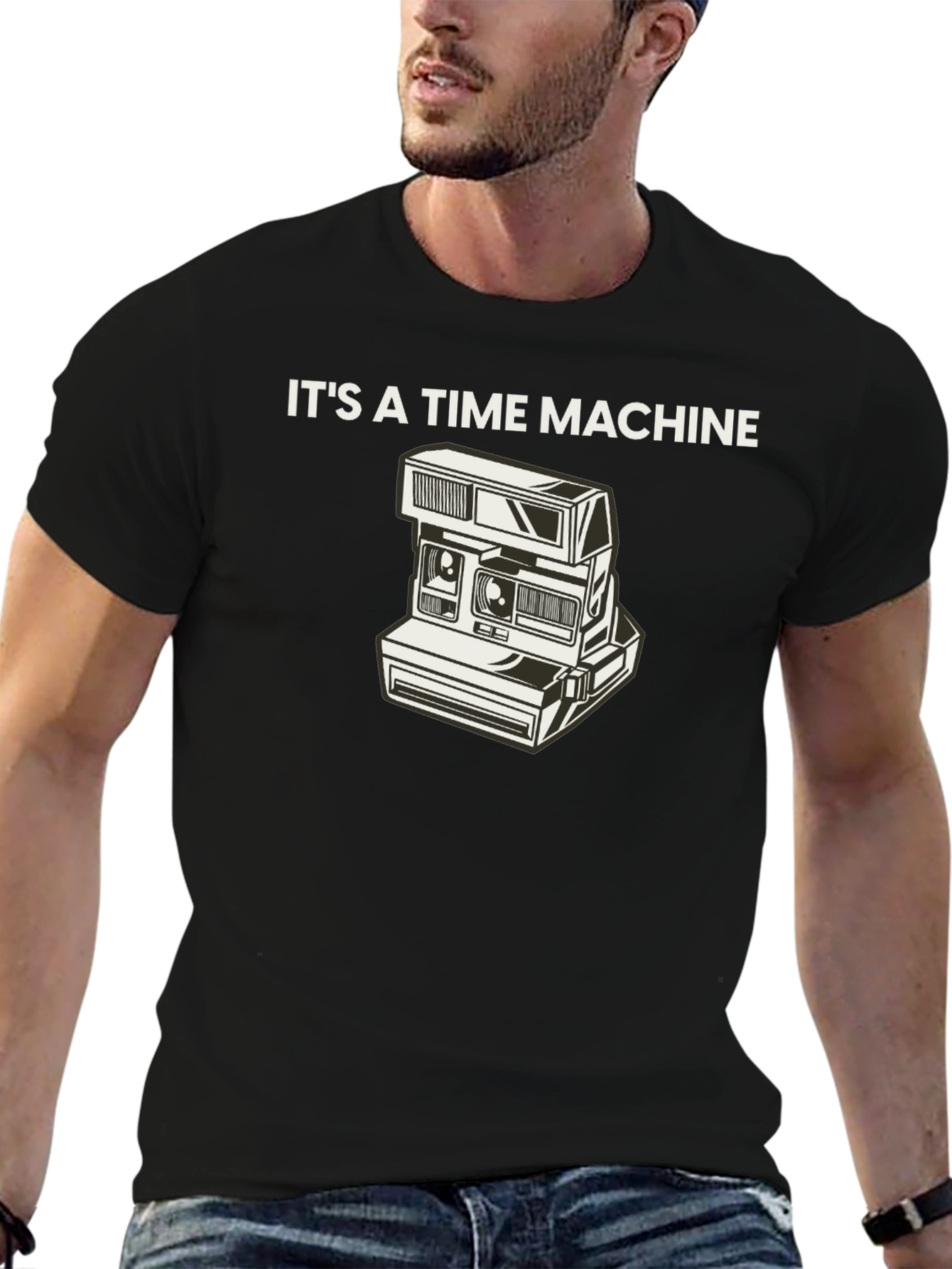 Black Retro Camera Time Machine Graphic Tee - Black view 6