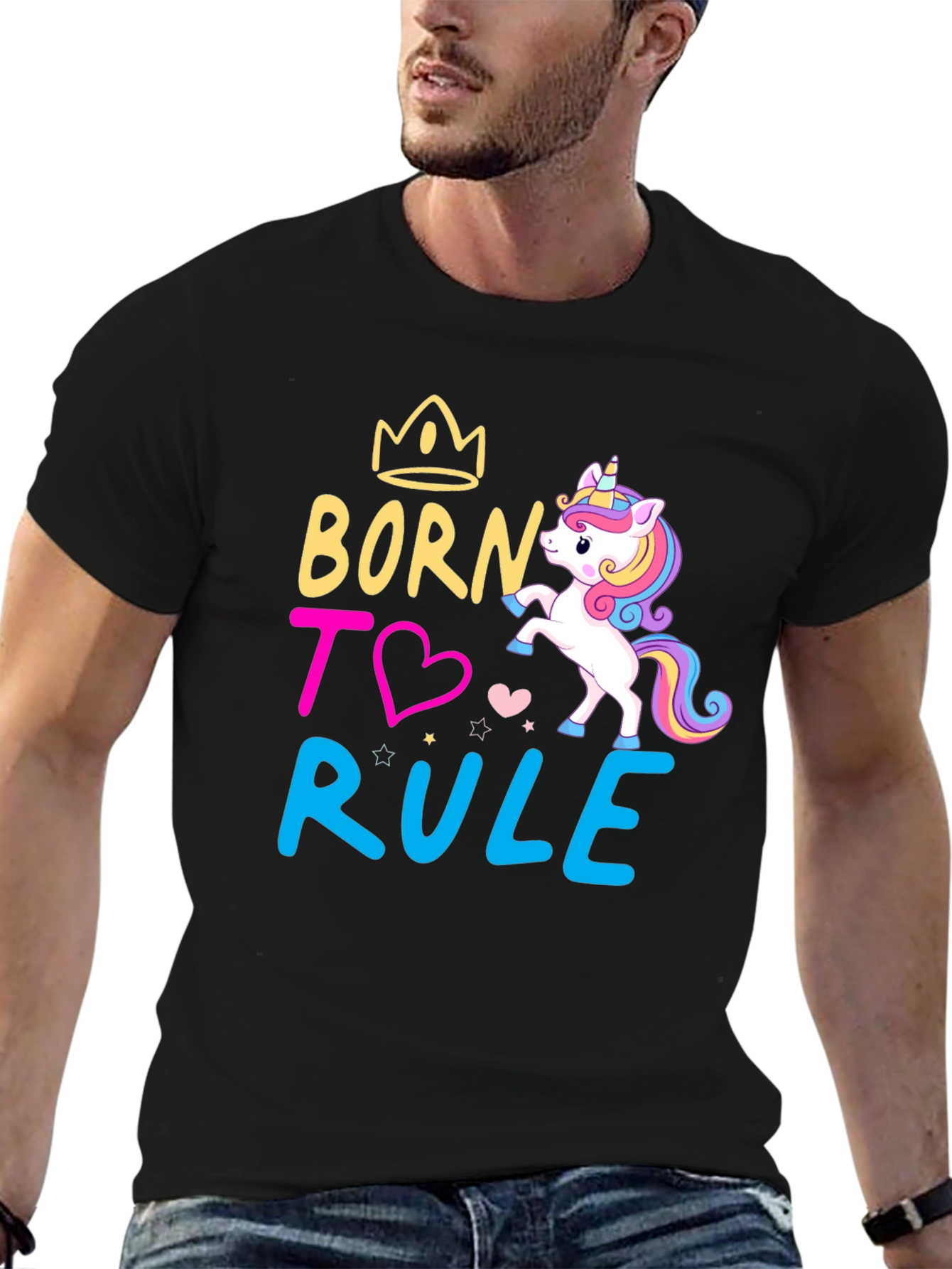 Black Born to Rule Unicorn Graphic T-Shirt view 6