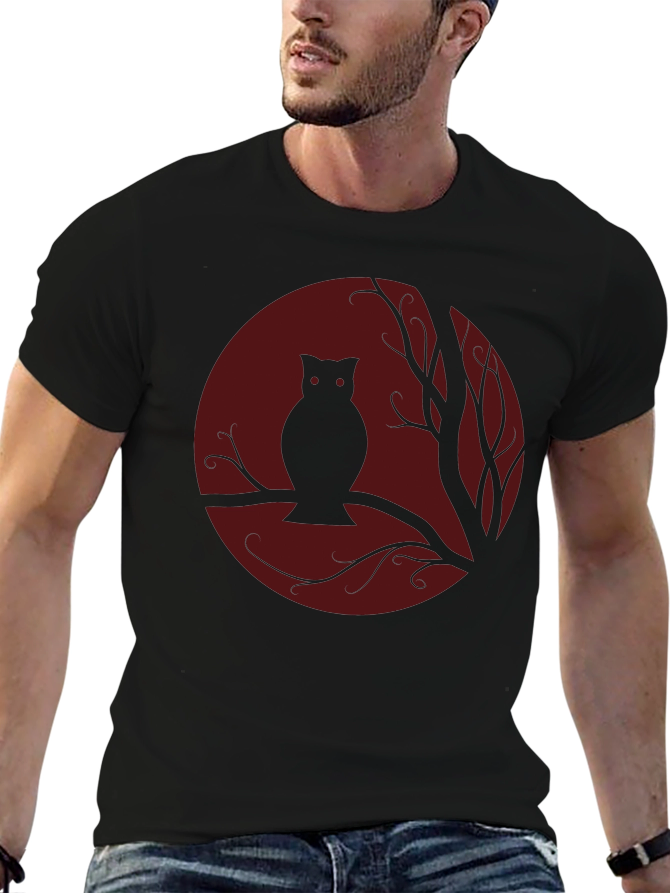 Black Owl Moon Silhouette T-Shirt view 6