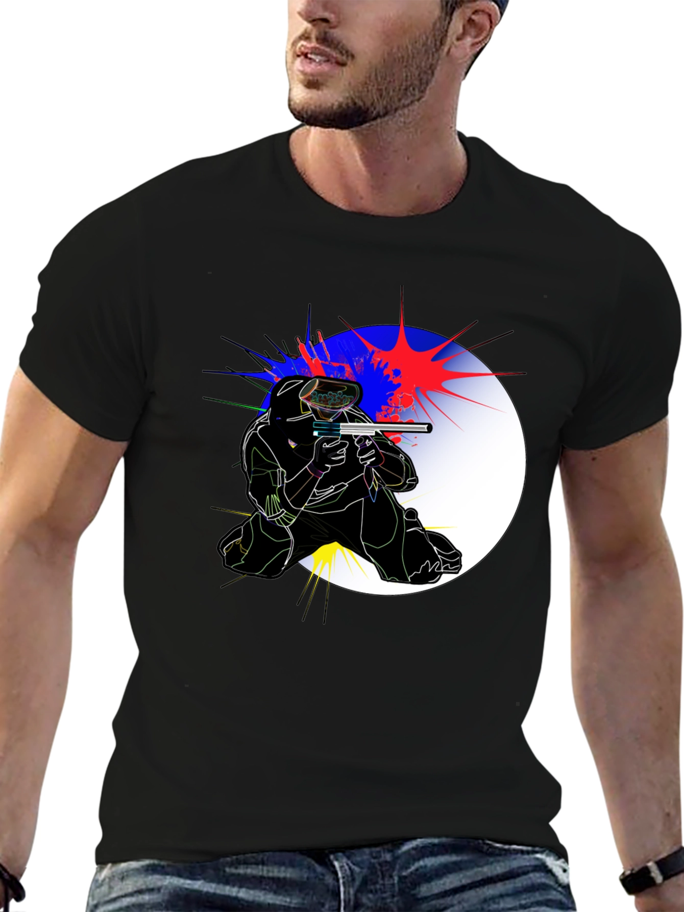 Black Paintball Player Graphic Tee - Action Ready! view 6