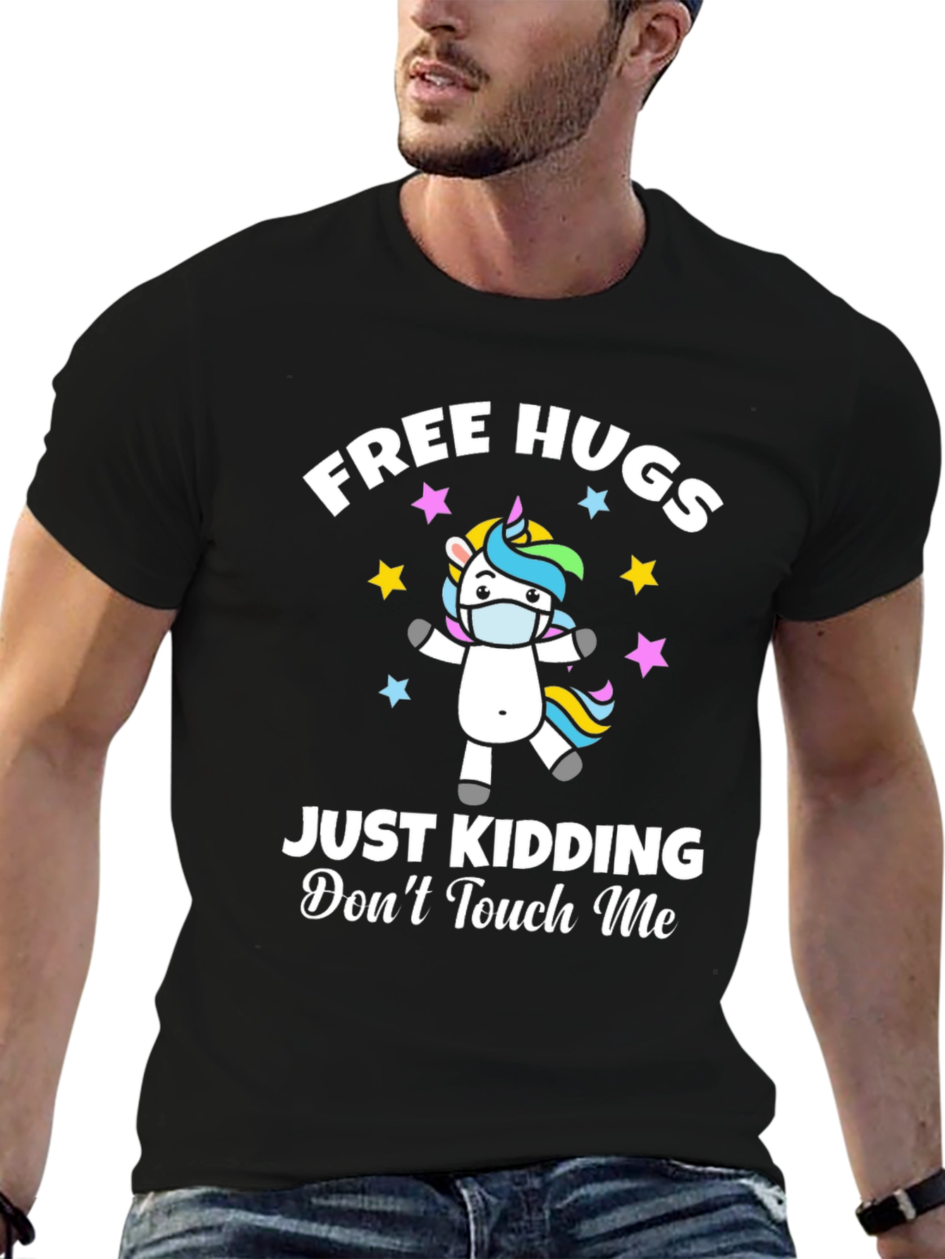 Black Free Hugs - Just Kidding T-Shirt view 6