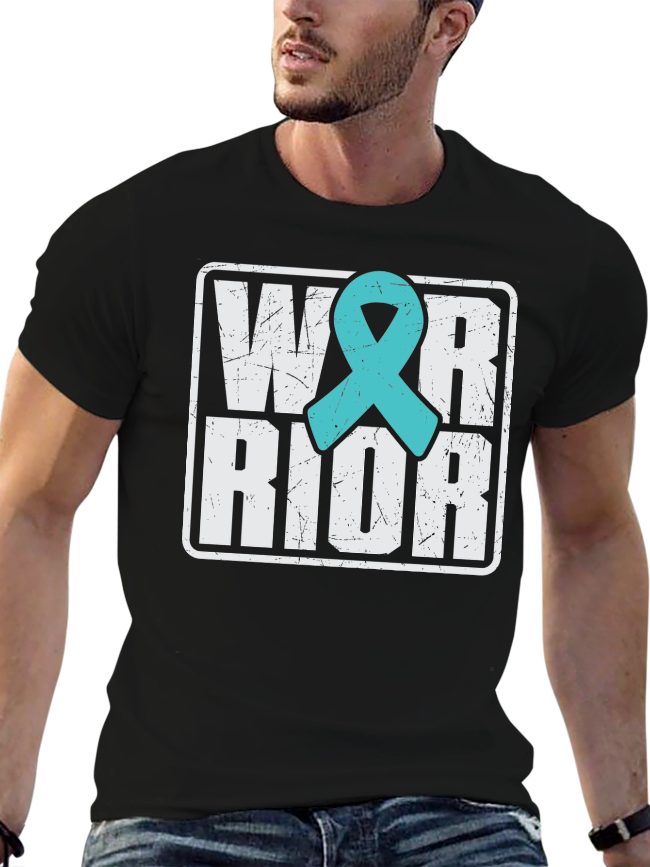 Black Warrior Teal Ribbon T-Shirt view 6