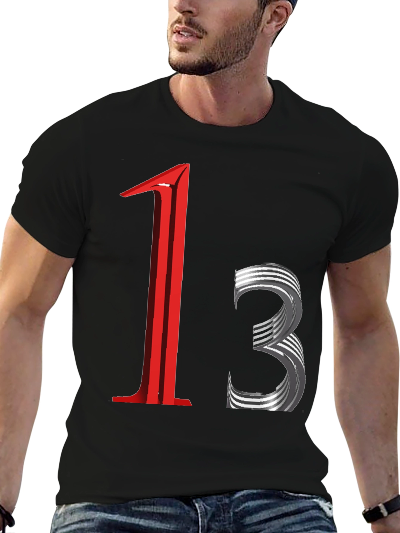 Black Edgy Graphic Tee - 13 Design view 6