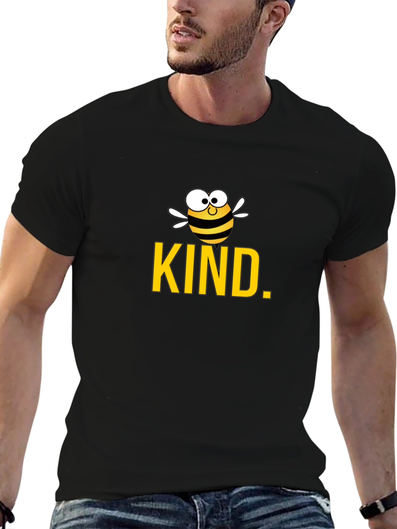 Black Be Kind Bee Graphic Tee - Black Cotton T-Shirt view 6
