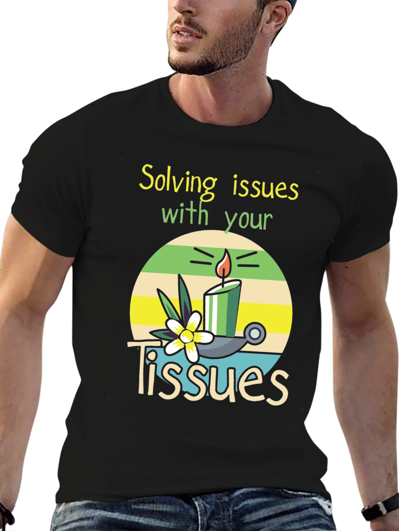 Black Solving Issues with Tissues T-Shirt view 6