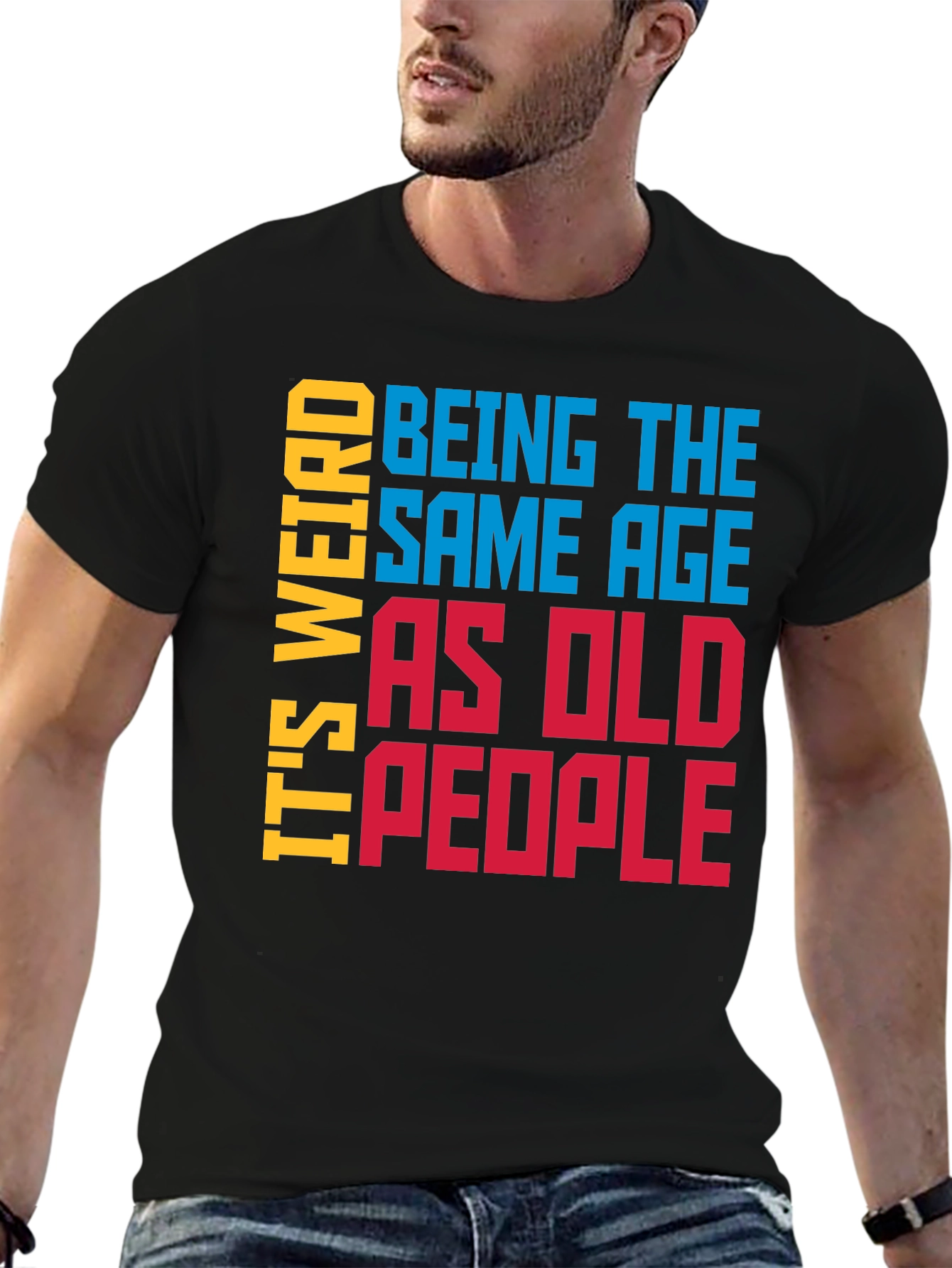 Black Funny 'Same Age as Old People' Graphic Tee view 6
