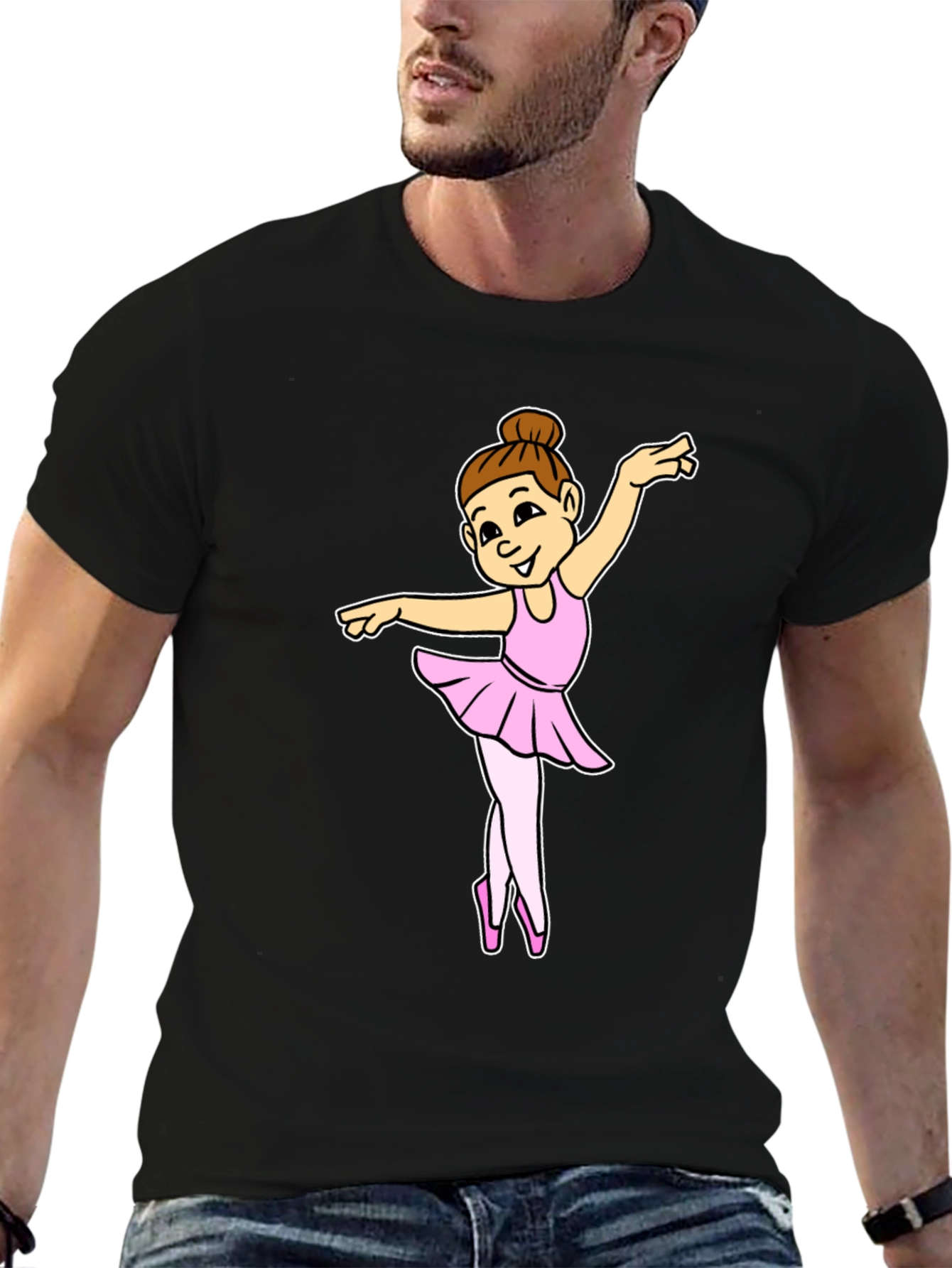 Black Ballerina Girl Black T-Shirt view 6