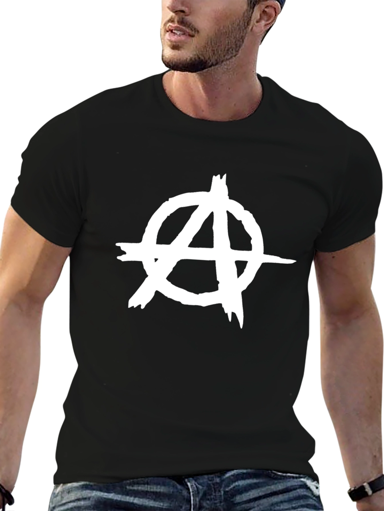 Black Anarchy Symbol T-Shirt - Bold Graphic Tee view 6