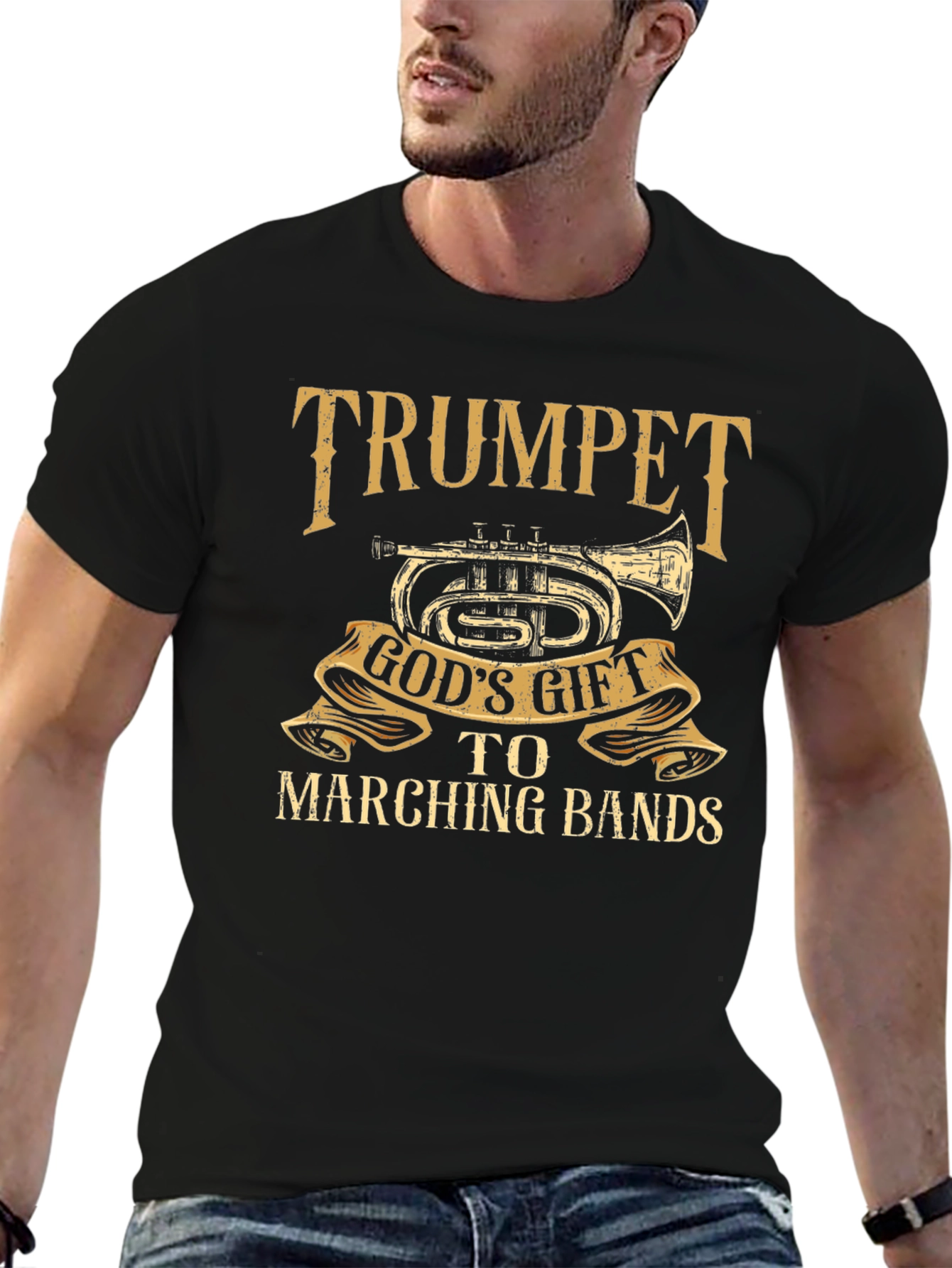Black Trumpet God's Gift T-Shirt - Marching Band Tee view 6
