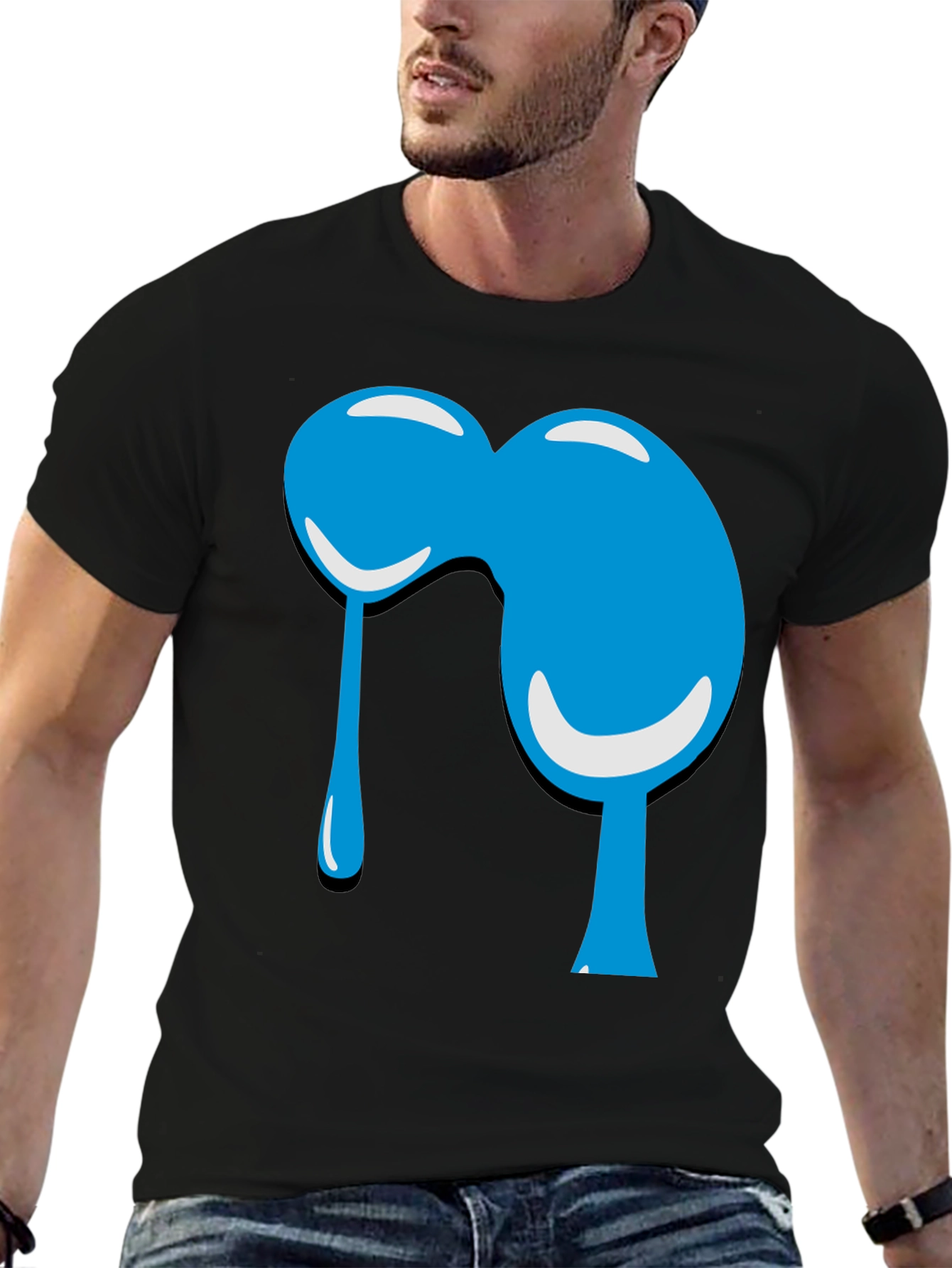Black Blue Blob Graphic Black T-Shirt view 6