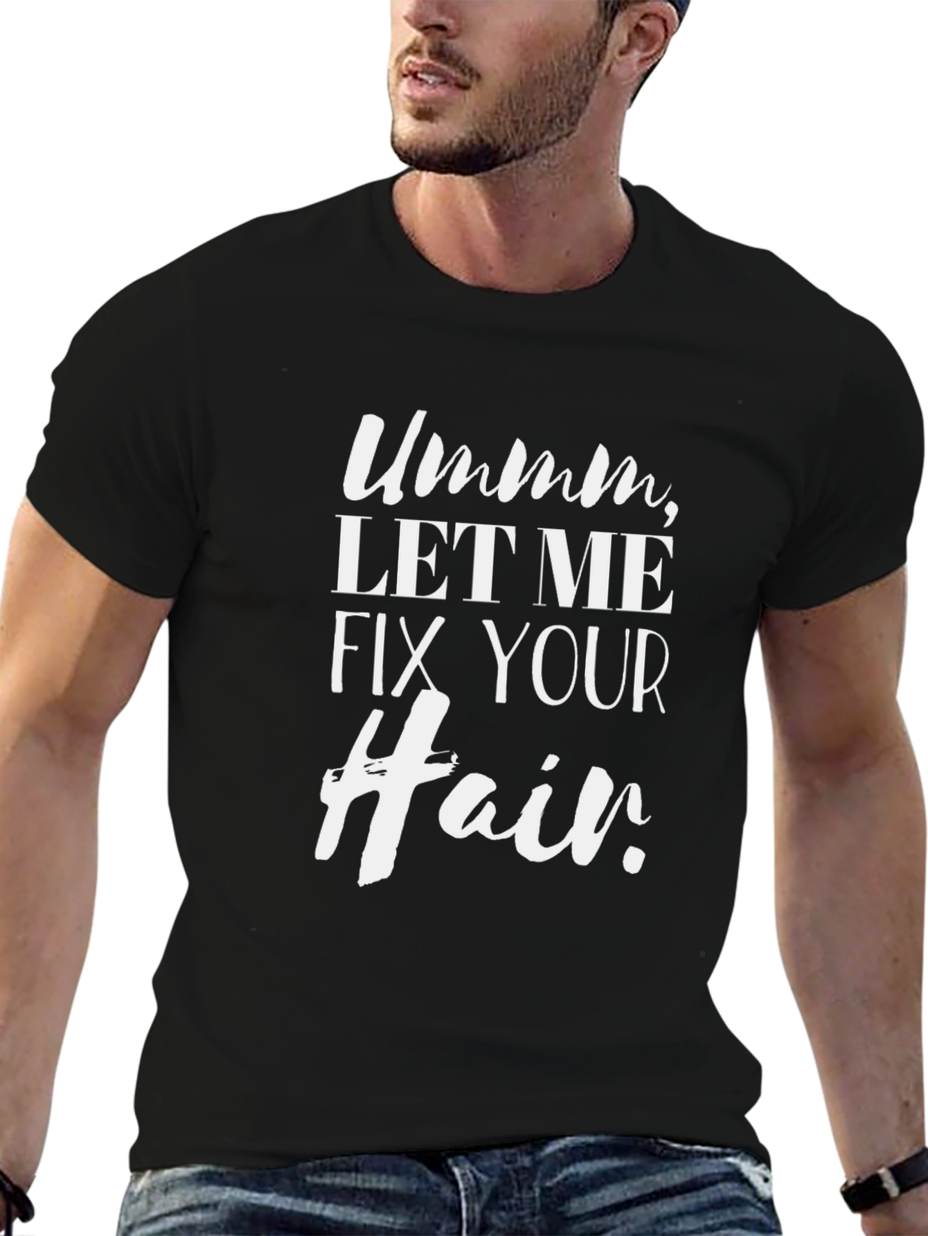 Black Ummm Let Me Fix Your Hair T-Shirt view 6