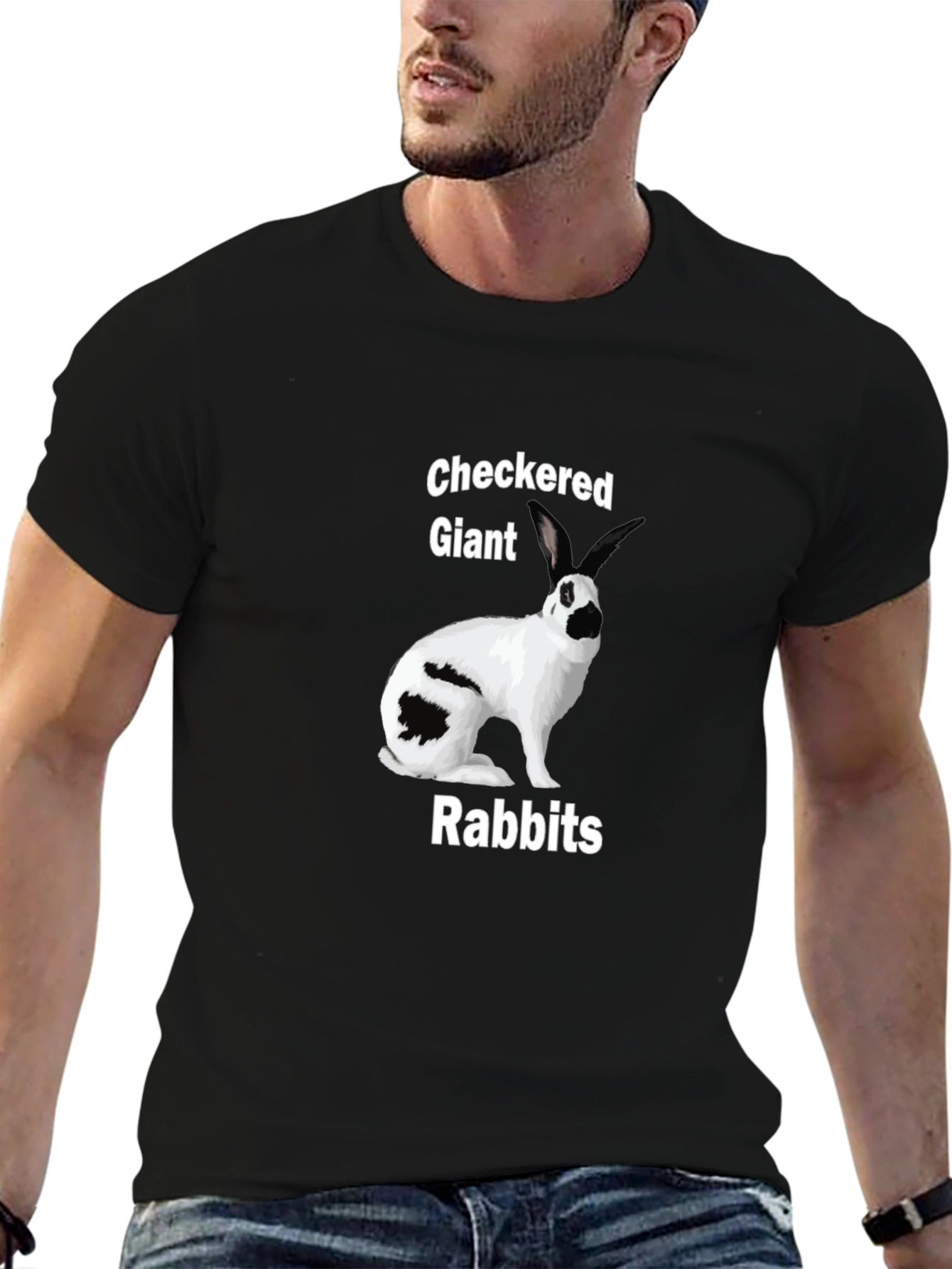 Black Checkered Giant Rabbit T-Shirt view 6