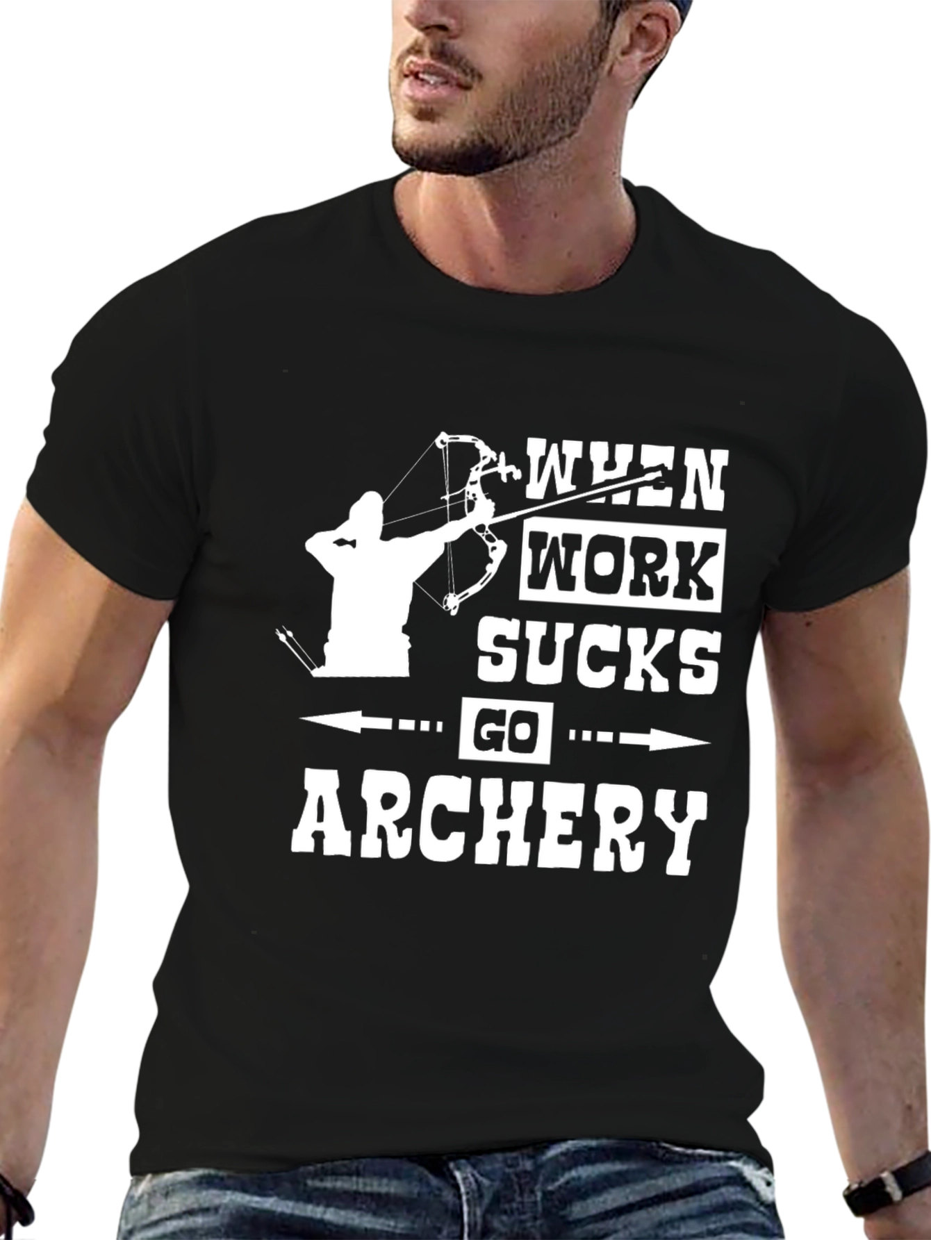 Black Archery T-Shirt - When Work Sucks, Go Archery! view 6