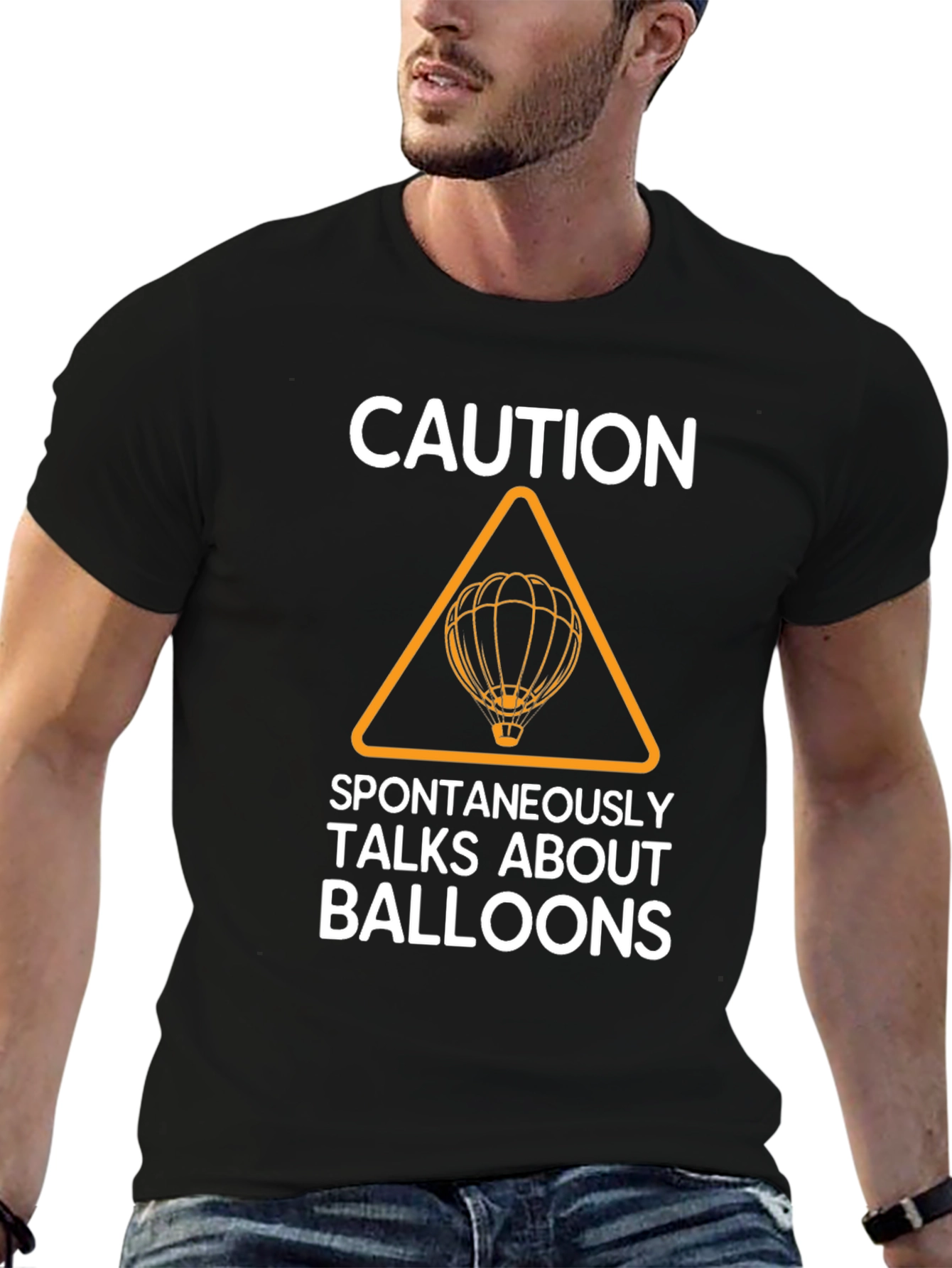 Black Caution Spontaneously Talks About Balloons T-Shirt view 6