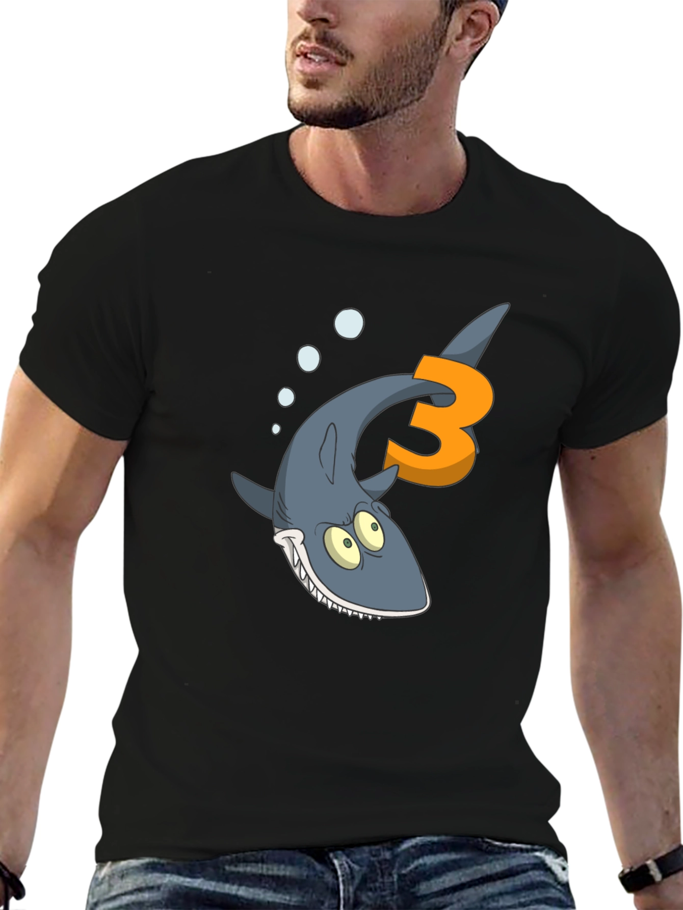 Black Shark Birthday T-Shirt - 3rd Birthday Gift view 6
