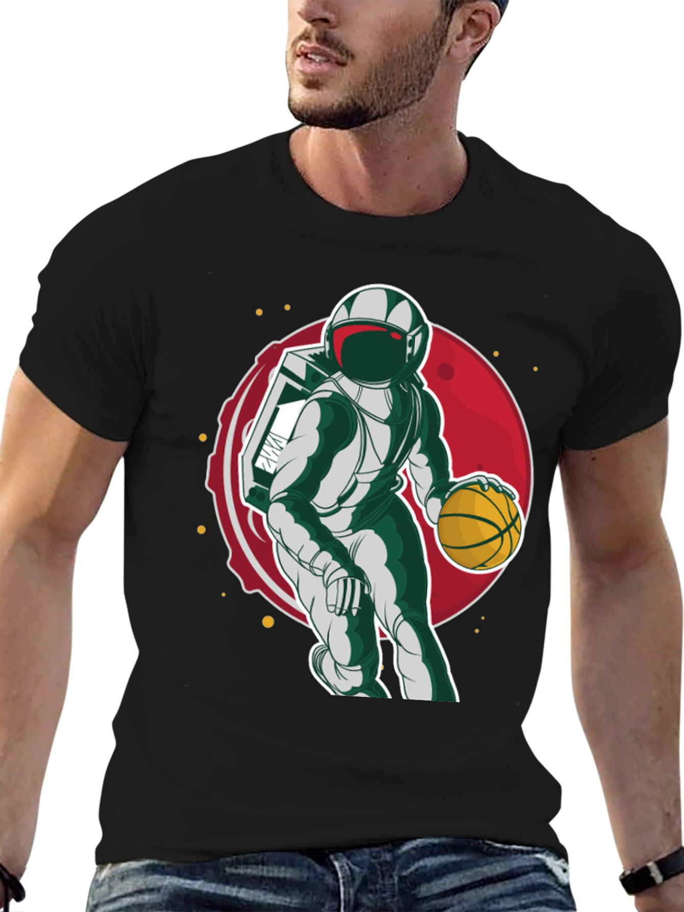 Black Astronaut Basketball T-Shirt view 6