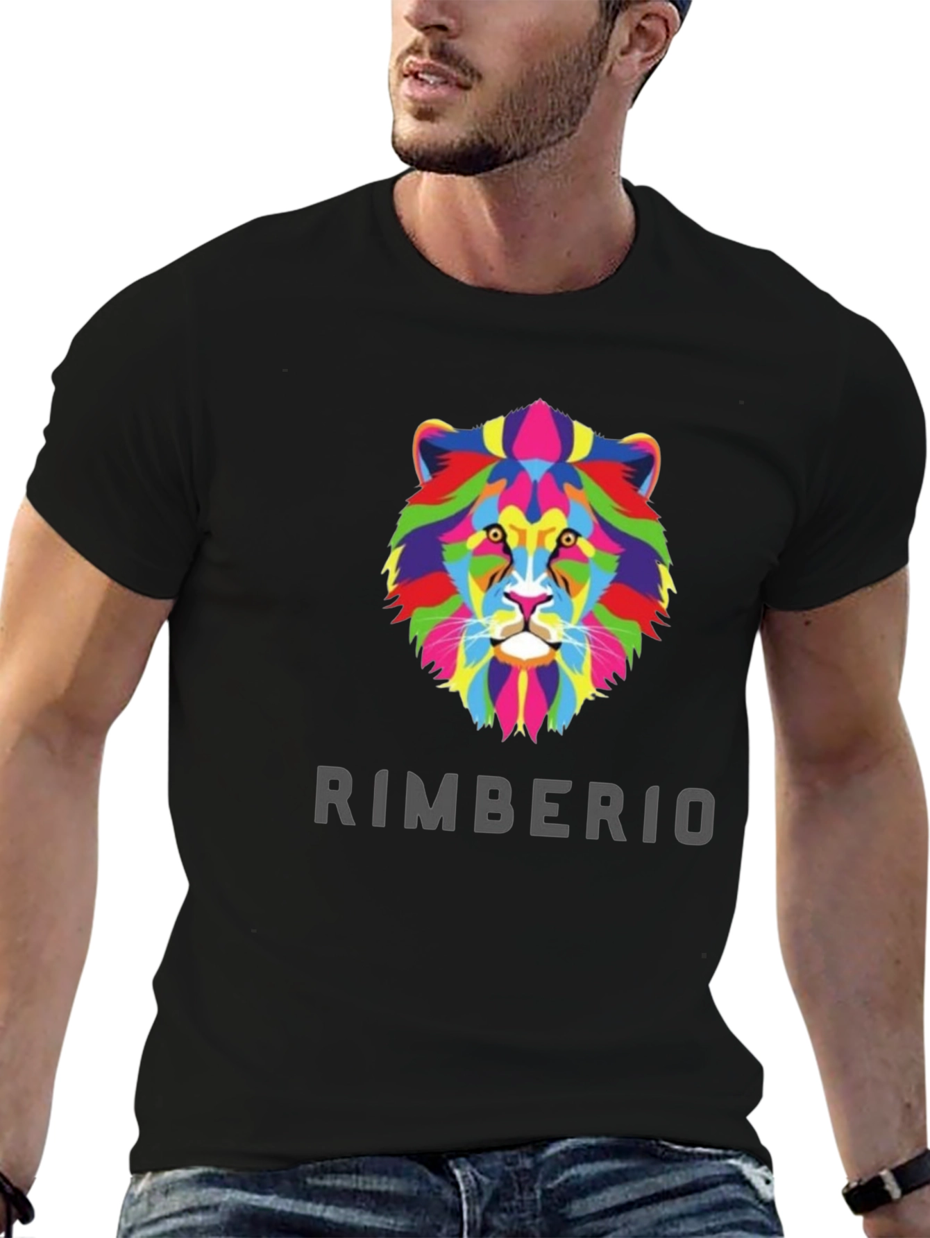 Black Rimberio Lion Graphic T-Shirt - Vivid Colors, Bold Style view 6
