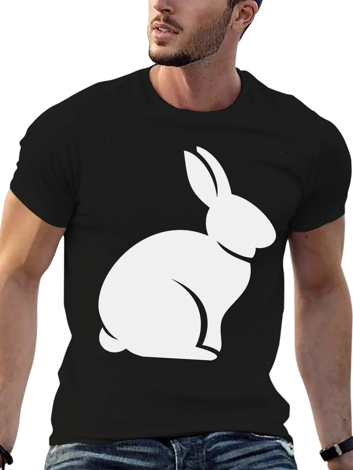 Black Rabbit Graphic Tee - Black Casual T-Shirt view 6