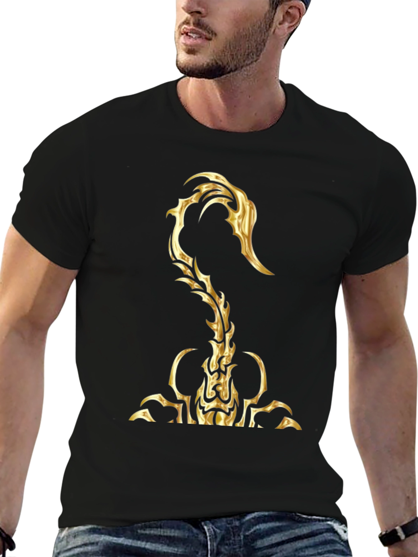 Black Golden Scorpion Graphic T-Shirt view 6