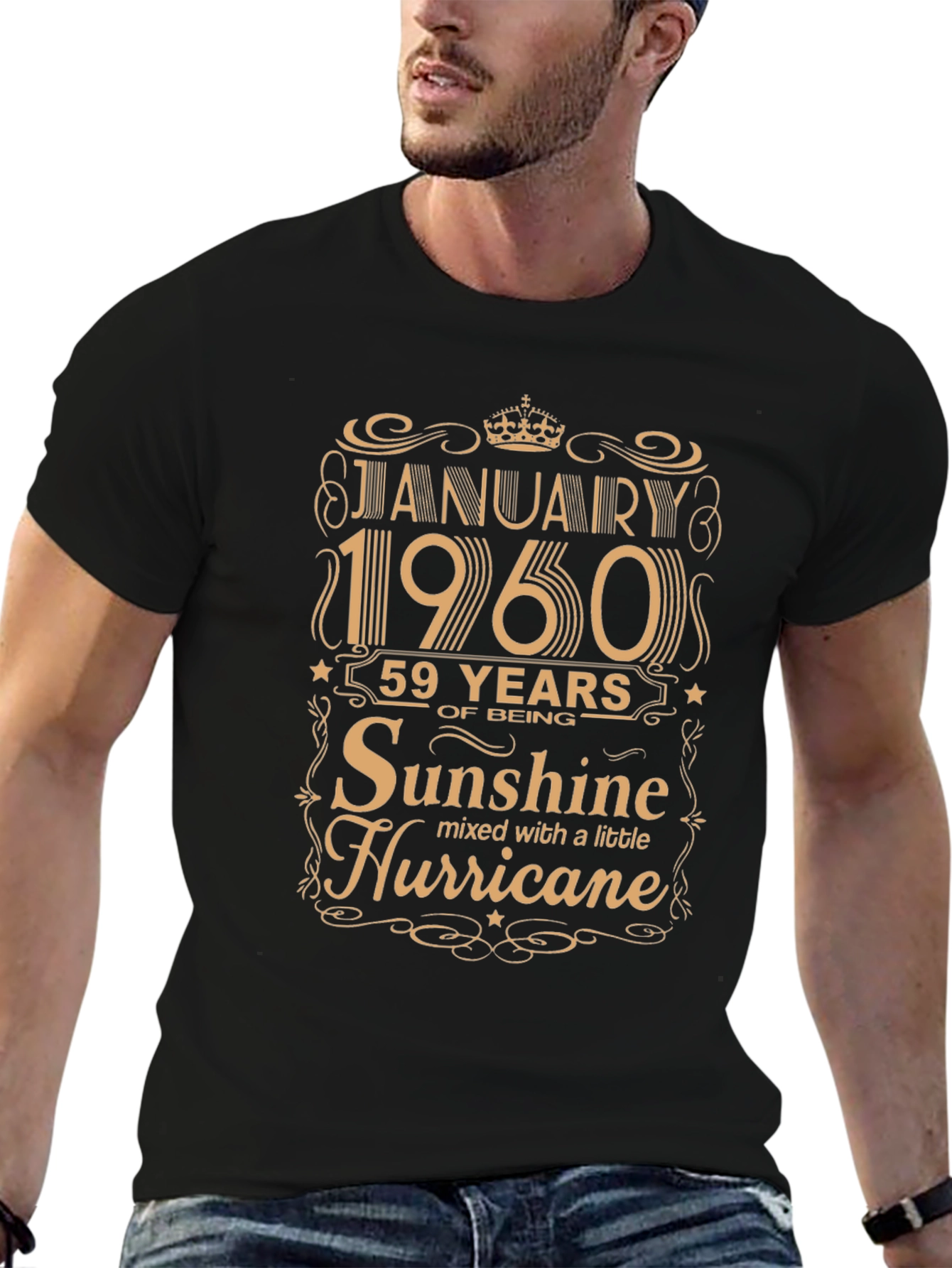 Black January 1960 59 Years Sunshine Hurricane T-Shirt view 6