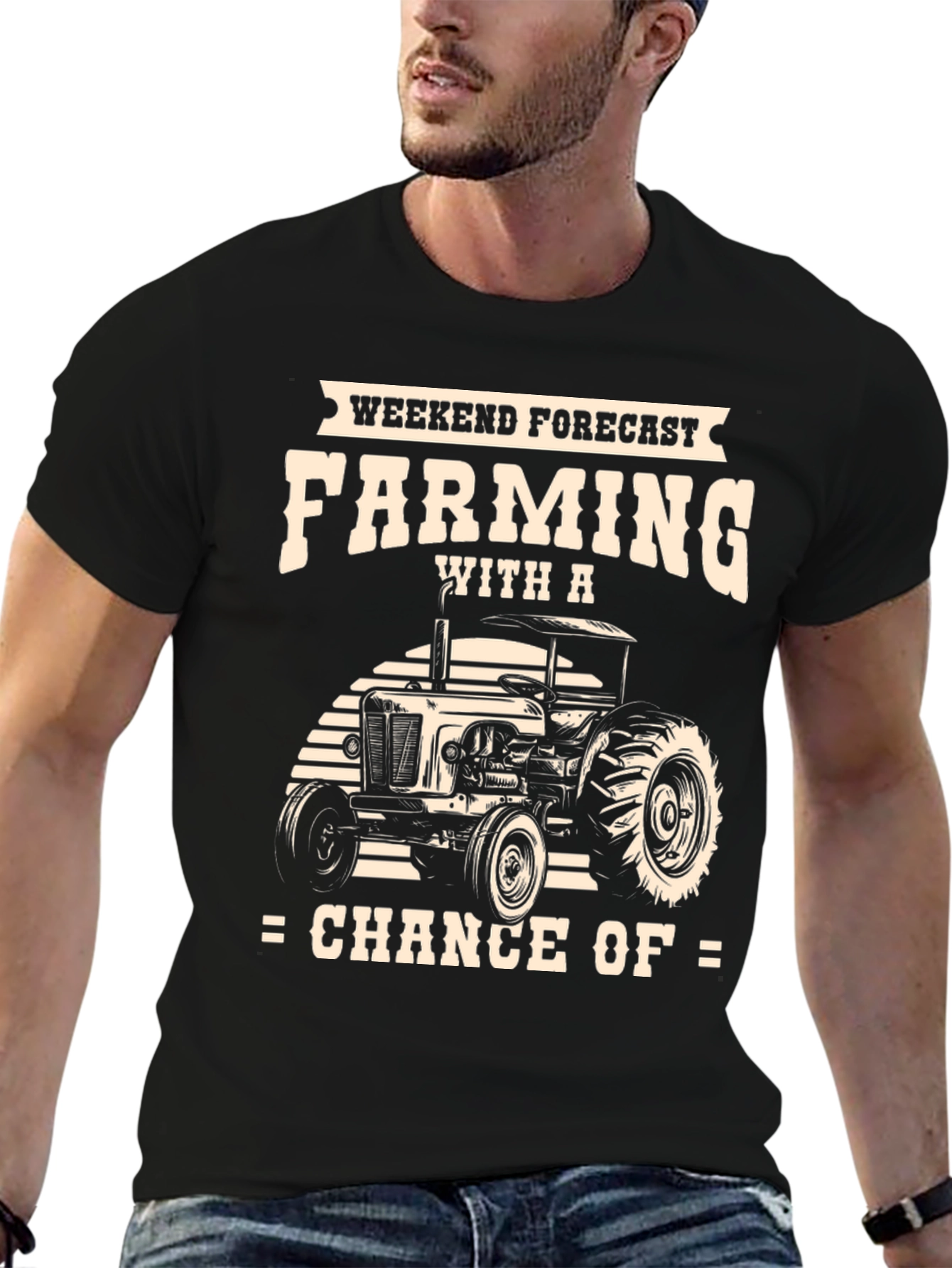 Black Farming Forecast T-Shirt view 6