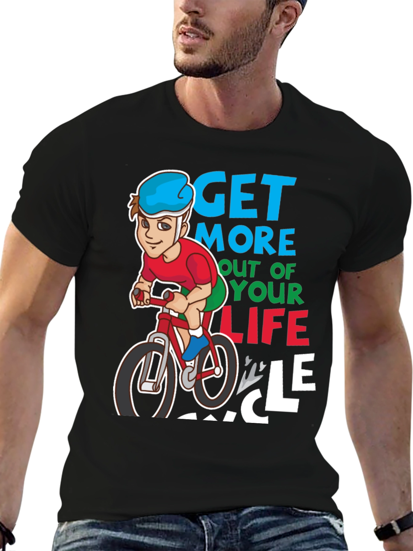 Black Get More Out of Your Life Cycle T-Shirt view 6