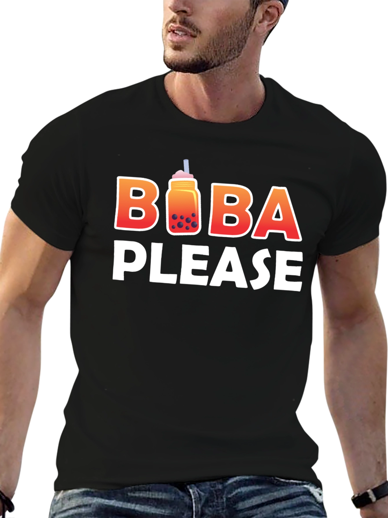 Black Boba Please Graphic T-Shirt - Cute Bubble Tea Lover Tee view 6