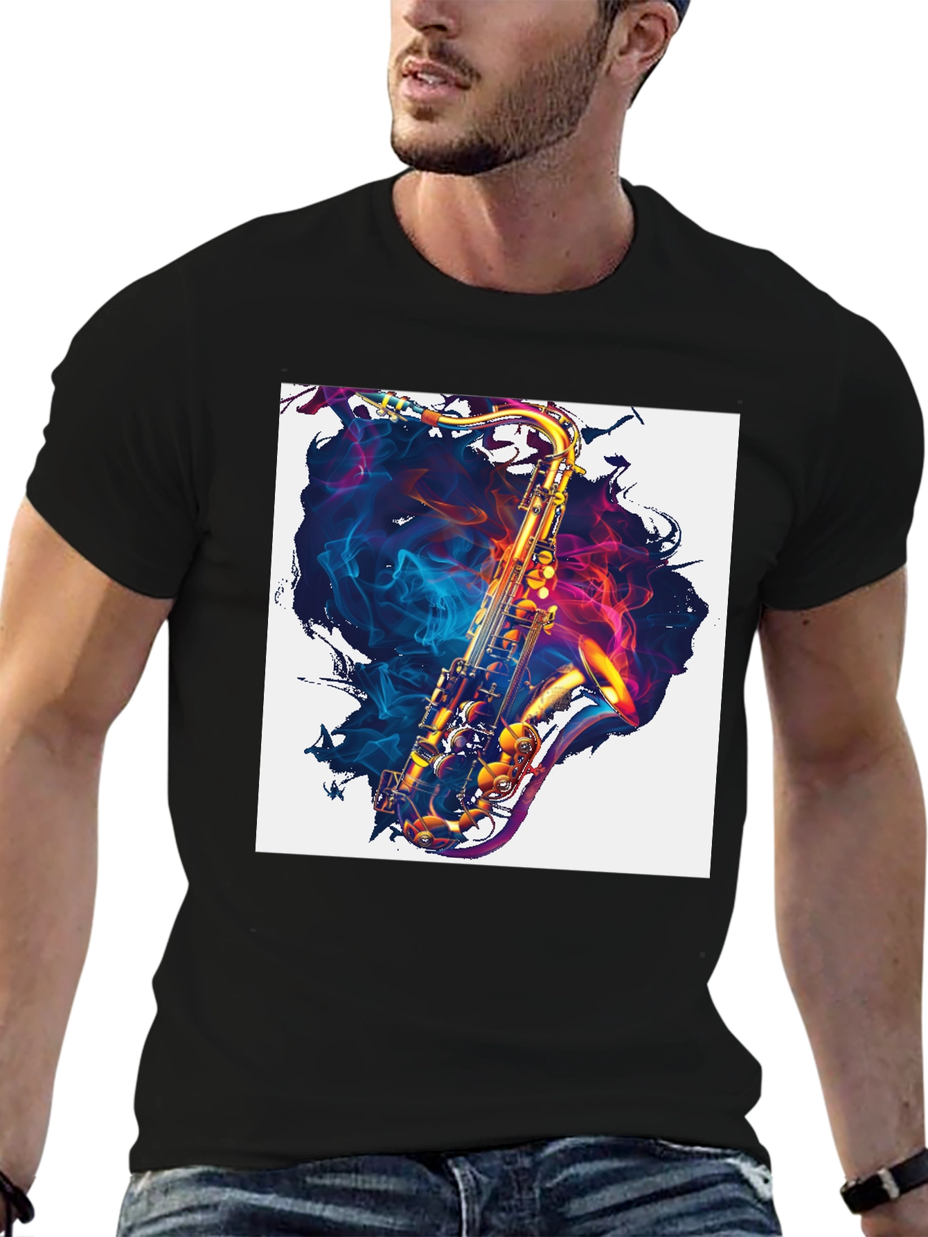 Black Saxophone Graphic Print Tee view 6