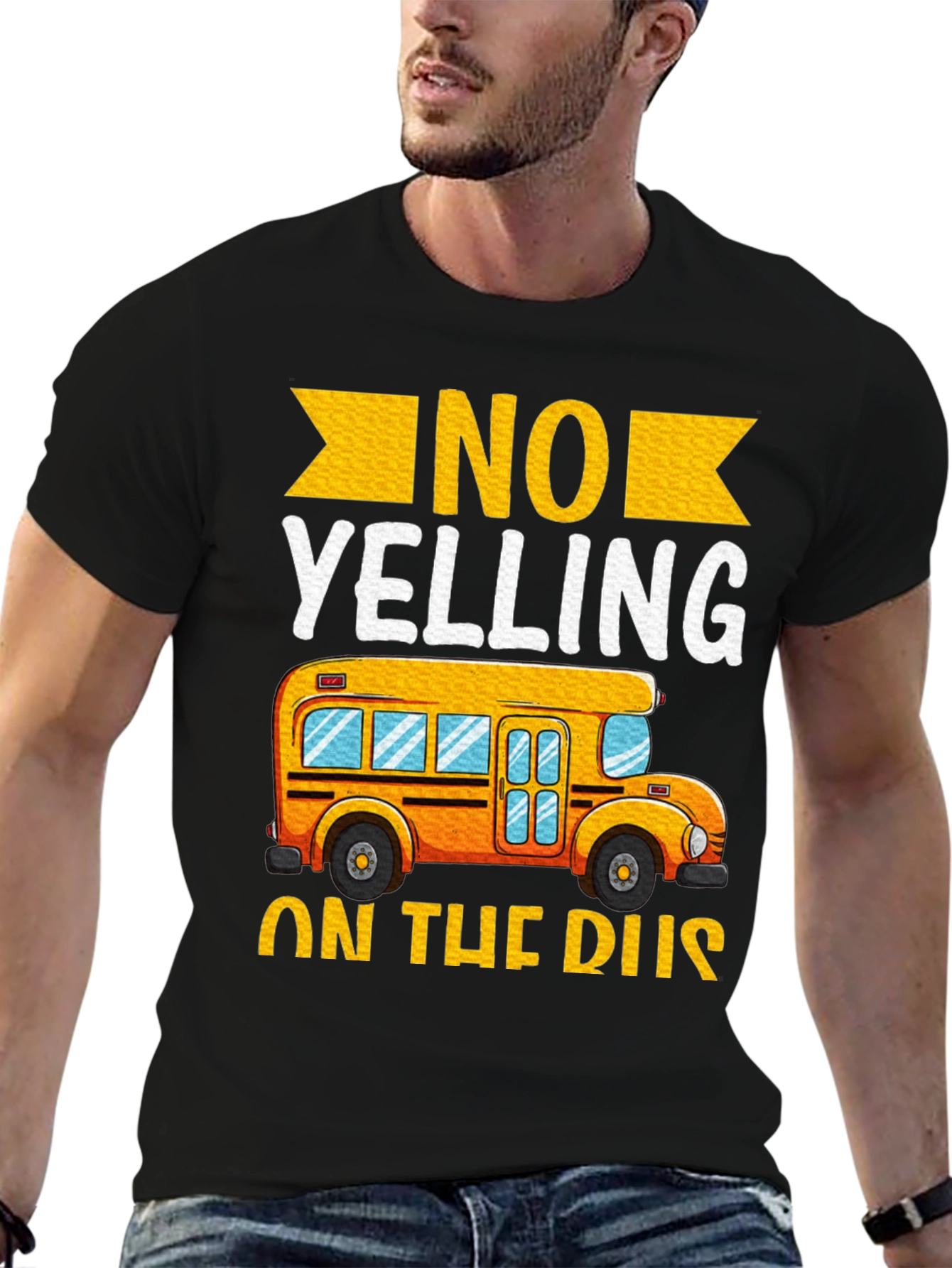Black No Yelling on the Bus T-Shirt view 6