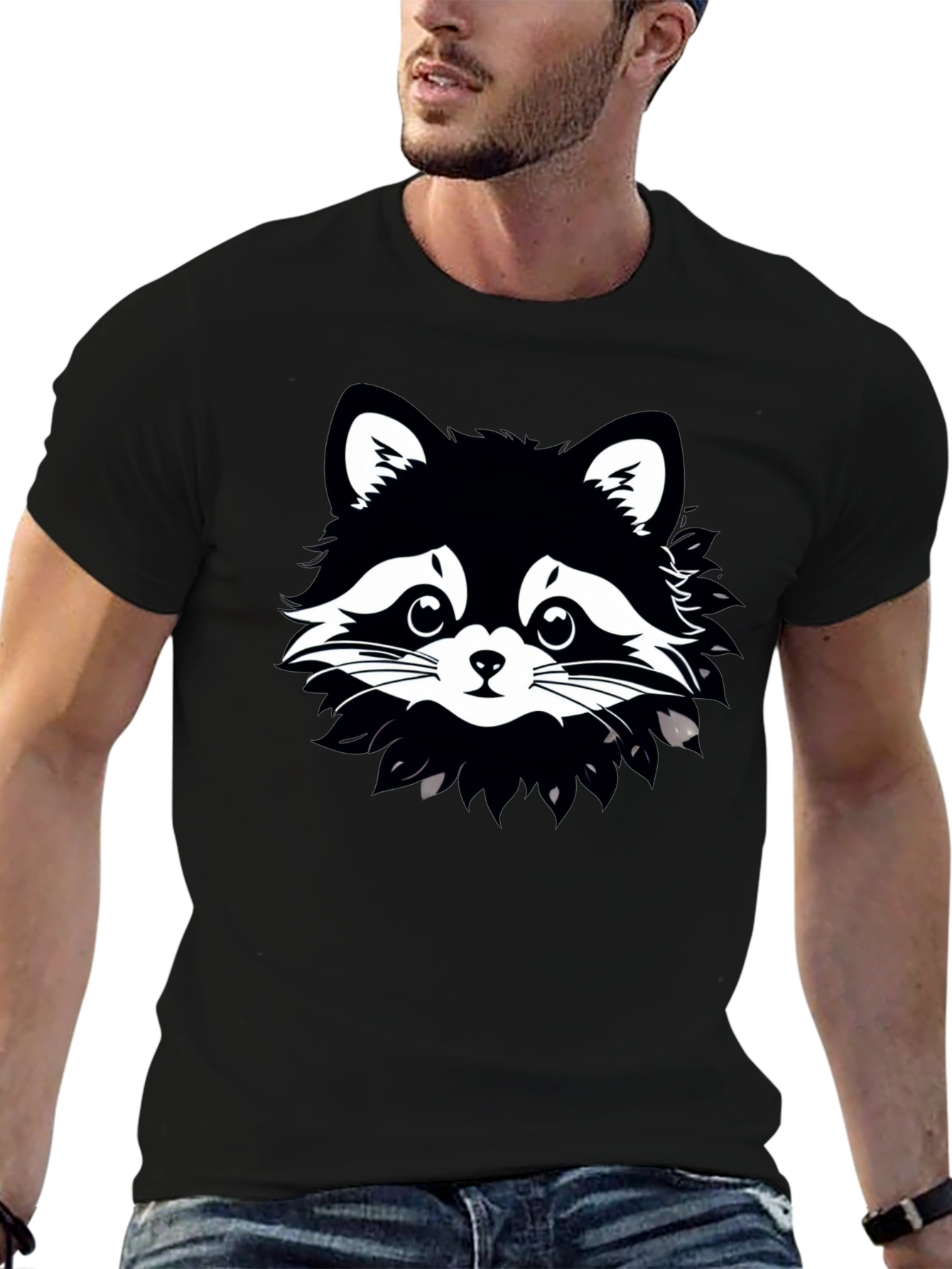 Black Raccoon Graphic Tee - Unisex Cotton T-Shirt view 6